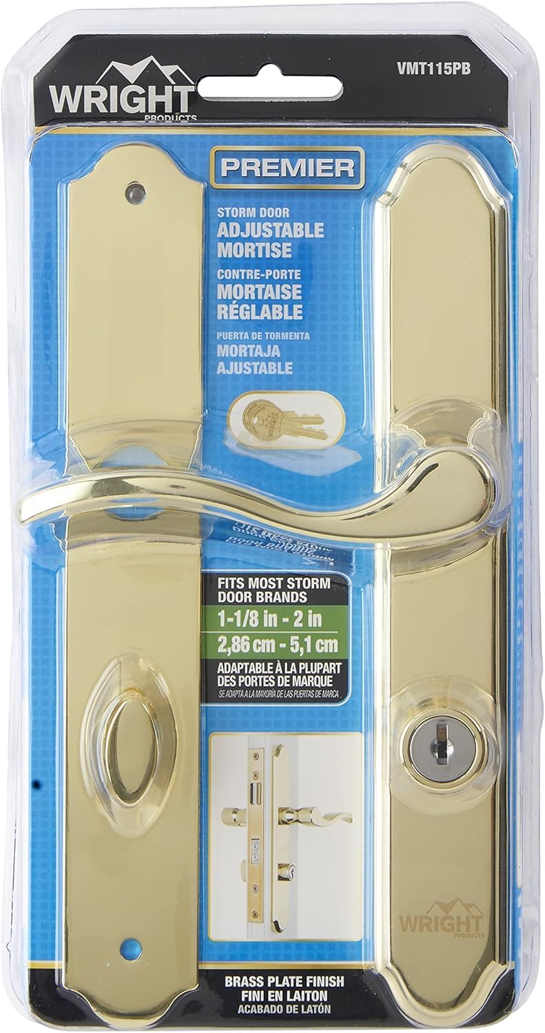 Wright Products - Serenade Mortise Keyed Lever Mount Latch with Deadbolt for Screen and Storm Doors, Polished Brass | Deadbolt, Screen and Storm Doors
