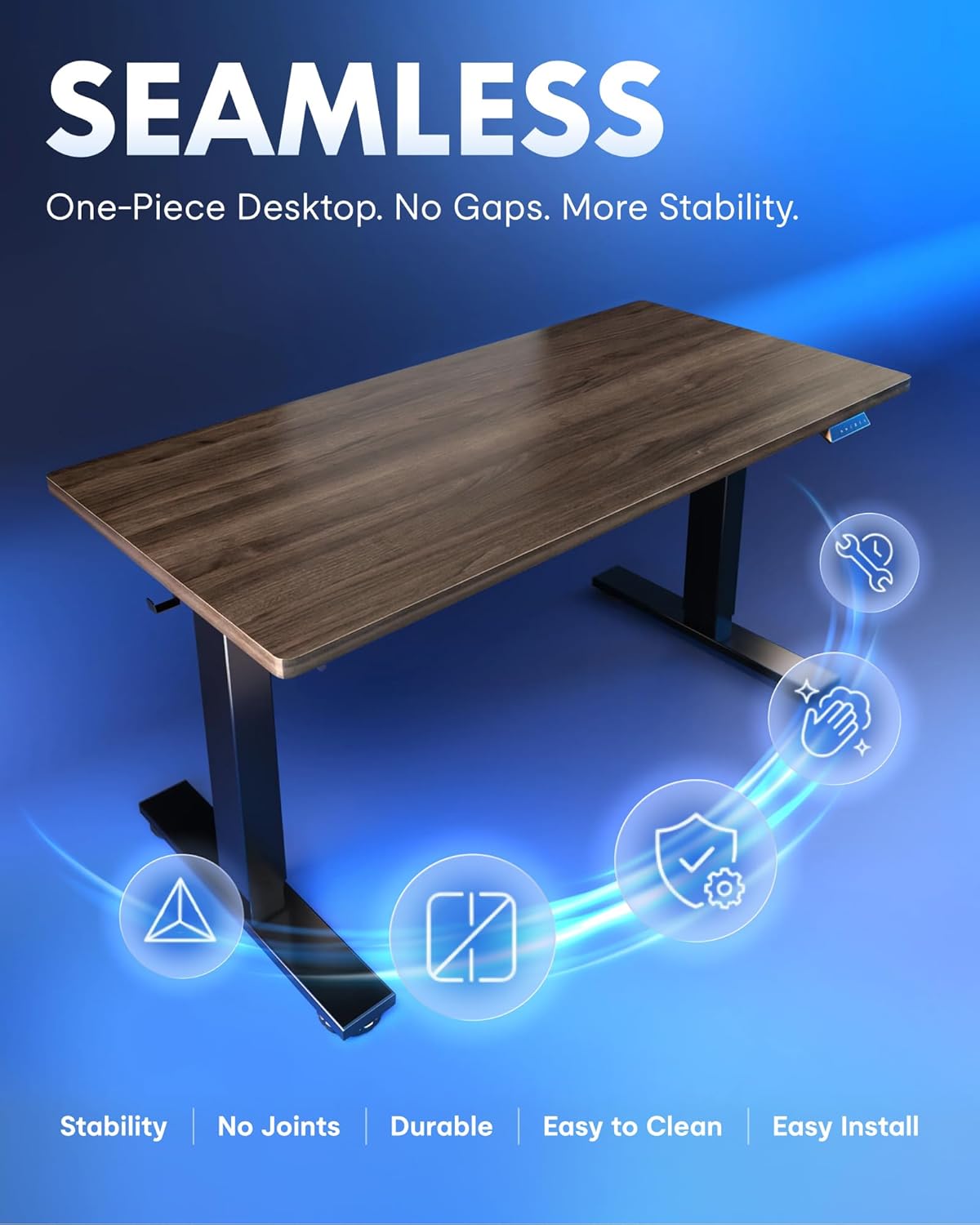 FLEXISPOT EN1 One-Piece Standing Desk, Electric Adjustable with 4 Memory Presets, 176 LBS Capacity, Stable & Quiet