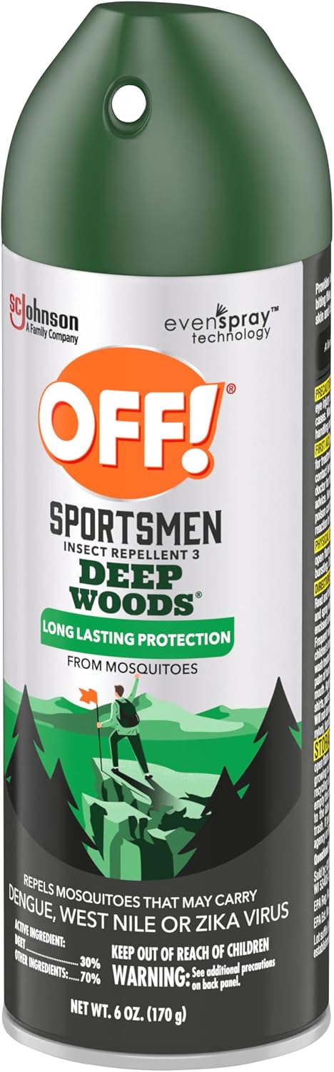 OFF! Deep Woods Sportsmen Insect Repellent Aerosol, Bug Spray Containing 30% DEET, Protects Against Mosquitoes and Ticks, 6 Oz, (Pack of 4)