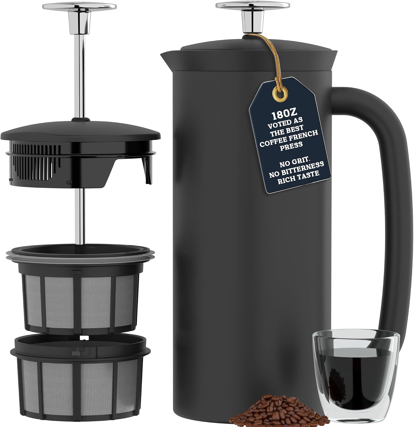 ESPRO P7 French Press, 18oz, Brushed, Stainless Steel Coffee Maker | Double Filter Coffee Press, Grit-Free Coffee, Heat Resistant Insulated tea Press, Easy Hot and Cold Coffee Brewer, Tea Brewer