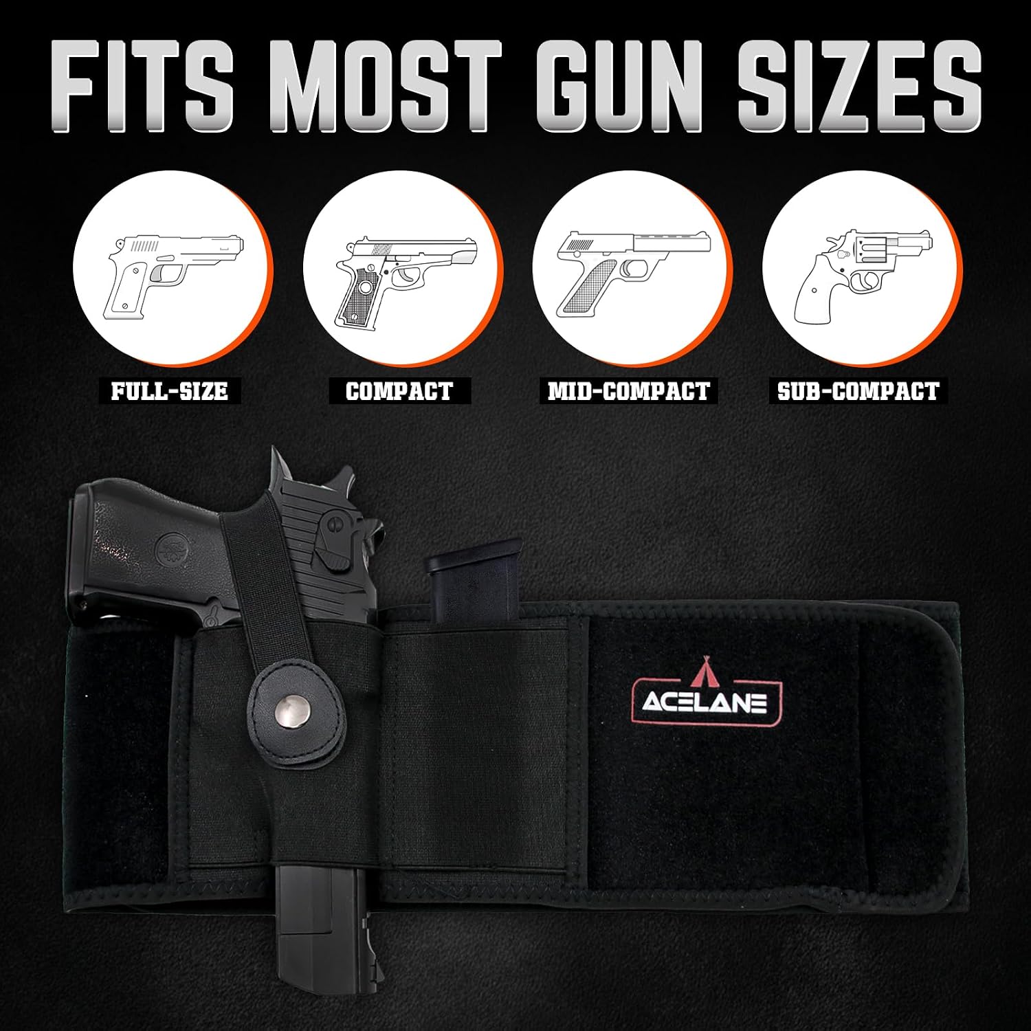 Acelane Belly Band Holster for Concealed Carry Gun Holster Tactical Elastic Waist Pistols Adjustable Belly Wrap Mag Pouch Fits Firearm Handgun Revolvers for Men & Women