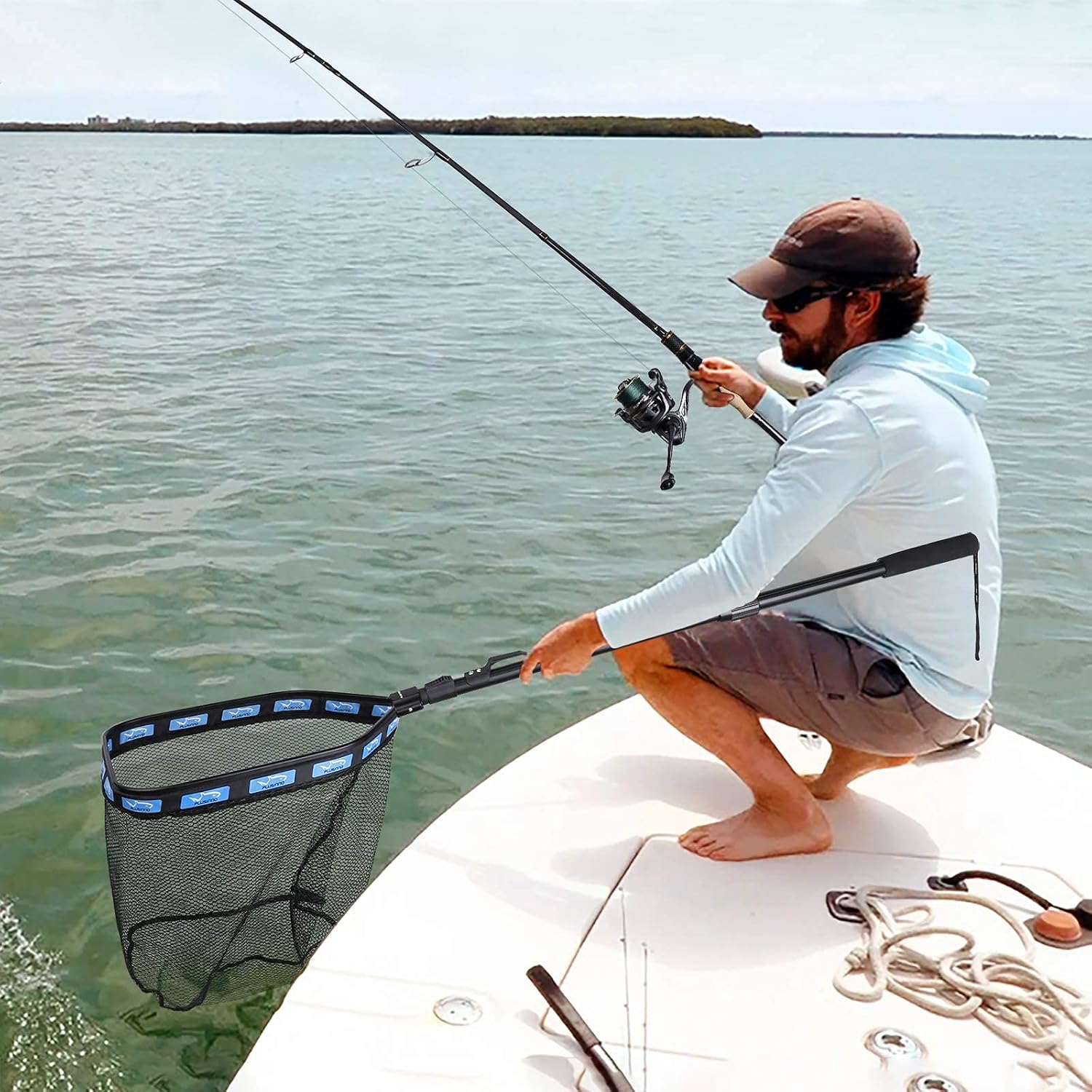 PLUSINNO Floating Fishing Net for Steelhead, Salmon, Fly, Kayak, Catfish, Bass, Trout Fishing