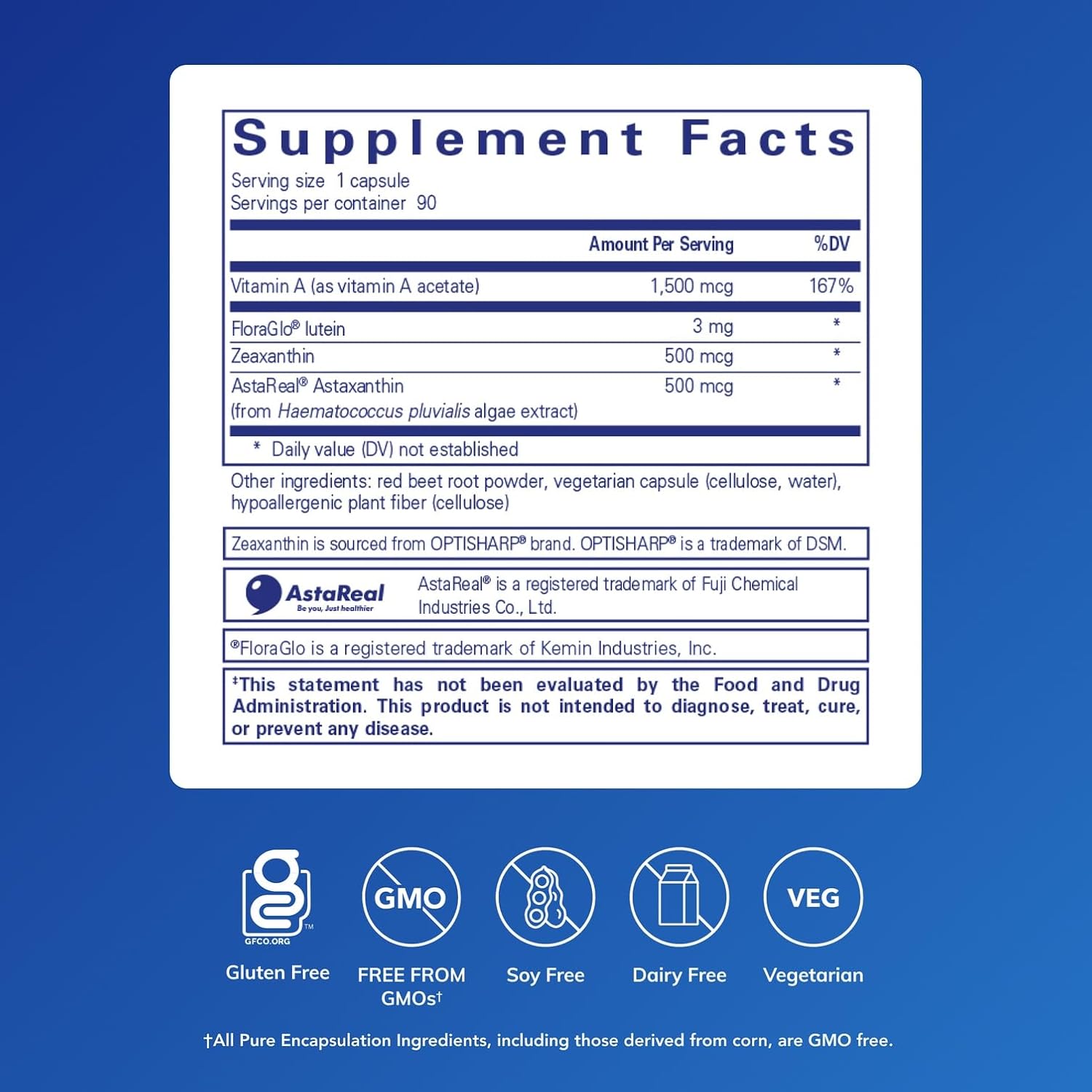 Pure Encapsulations Vitamin A + Carotenoids (Lutein, Zeaxanthin