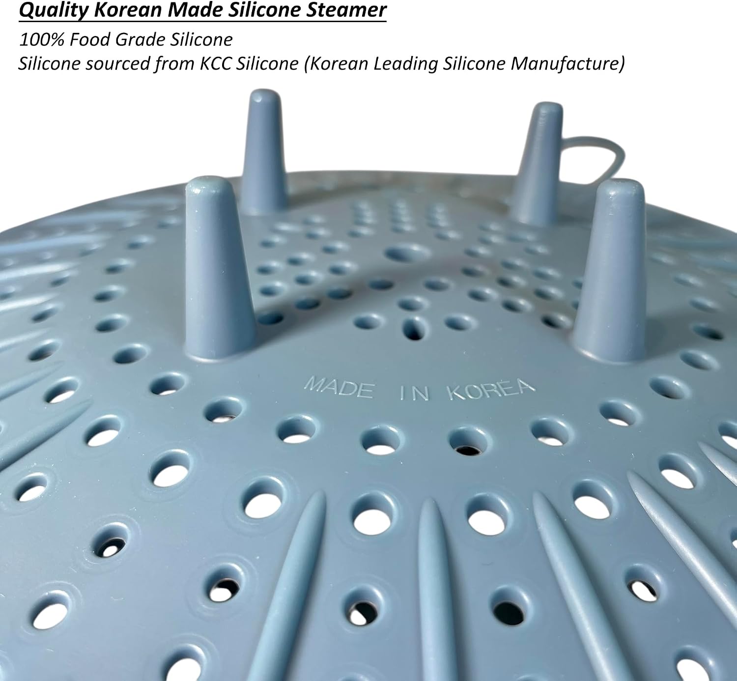 Korean Made Silicone Steamer Basket 10' Size, Silicone Steamer Insert for Pot Flexible Design (Gray) Stocking Stuffer