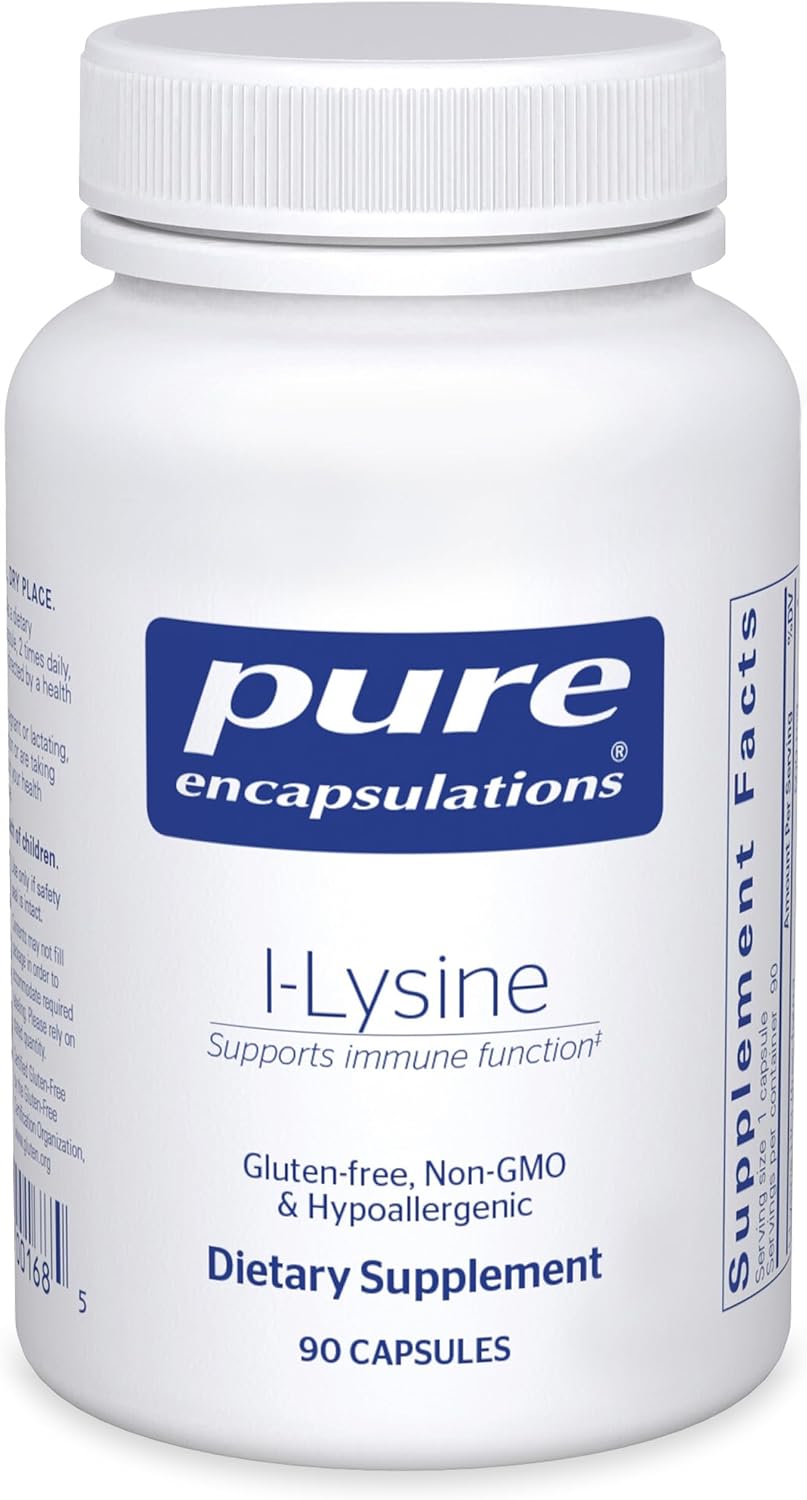 Pure Encapsulations L-Lysine - Essential Amino Acid Supplement for Immune Support & Gum, Lip Health* - with L-Lysine HCl - 90 Capsules | Essential Amino Acid Supplement for Immune Support, Gum Health, and Lip Health*