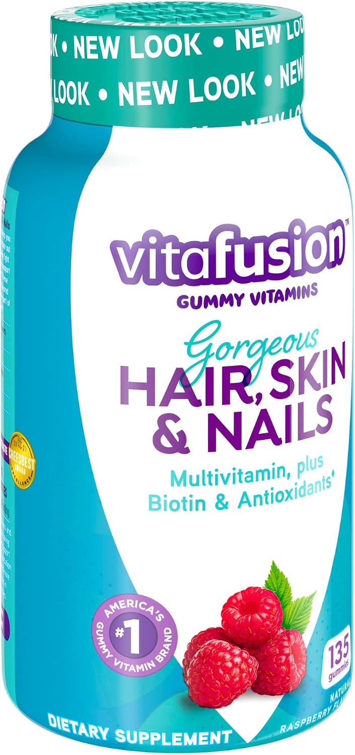 Vitafusion Hair Skin and Nails Gummies | Biotin 5000mcg | 100 Count | Gummy Vitamins for Adult Women & Men | Berry Flavor | Gluten-Free Multivitamin Supplement