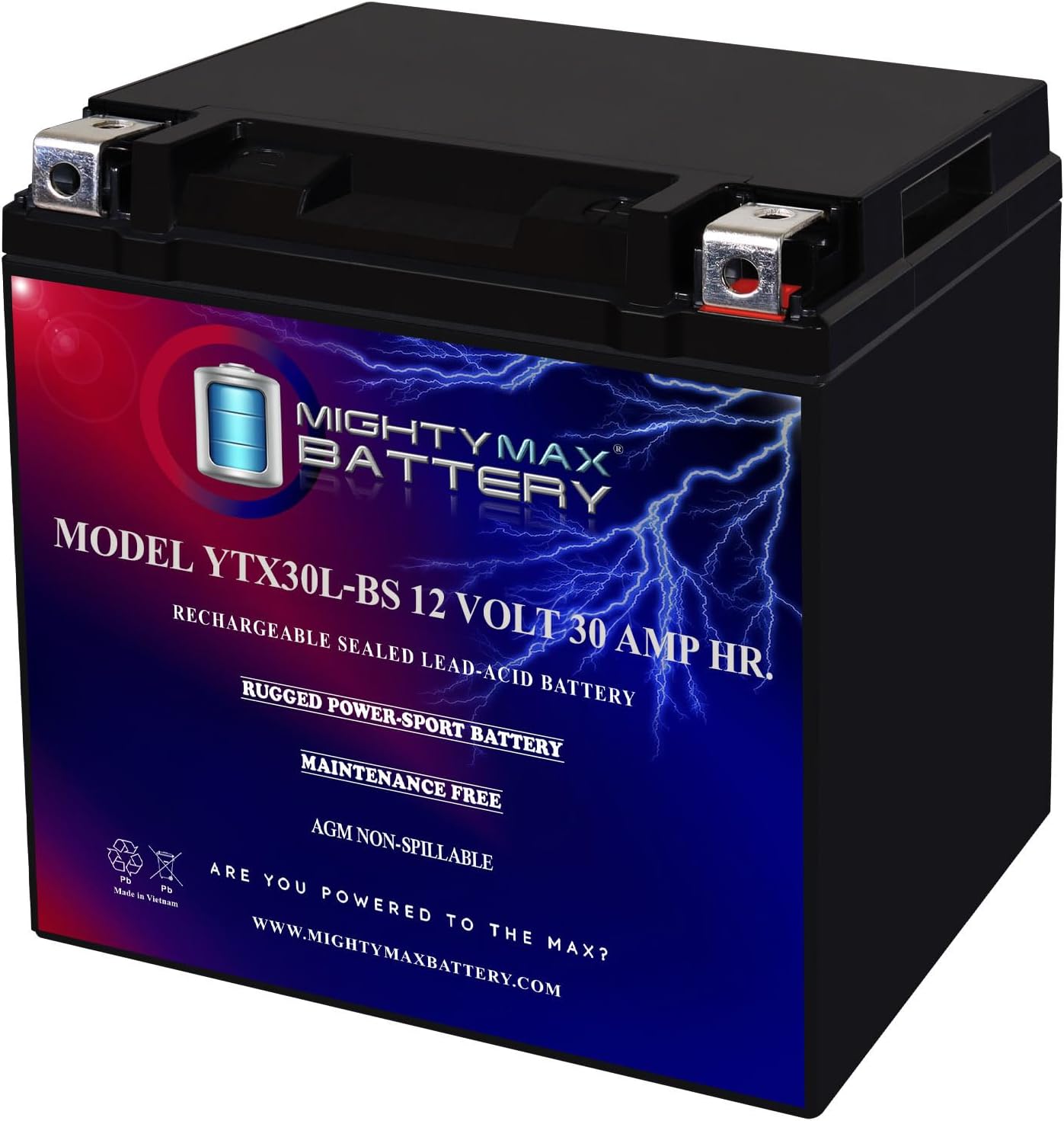 Mighty Max Battery YTX14-BS - 12 Volt 12 AH, 200 CCA, Rechargeable Maintenance Free SLA AGM Motorcycle Battery