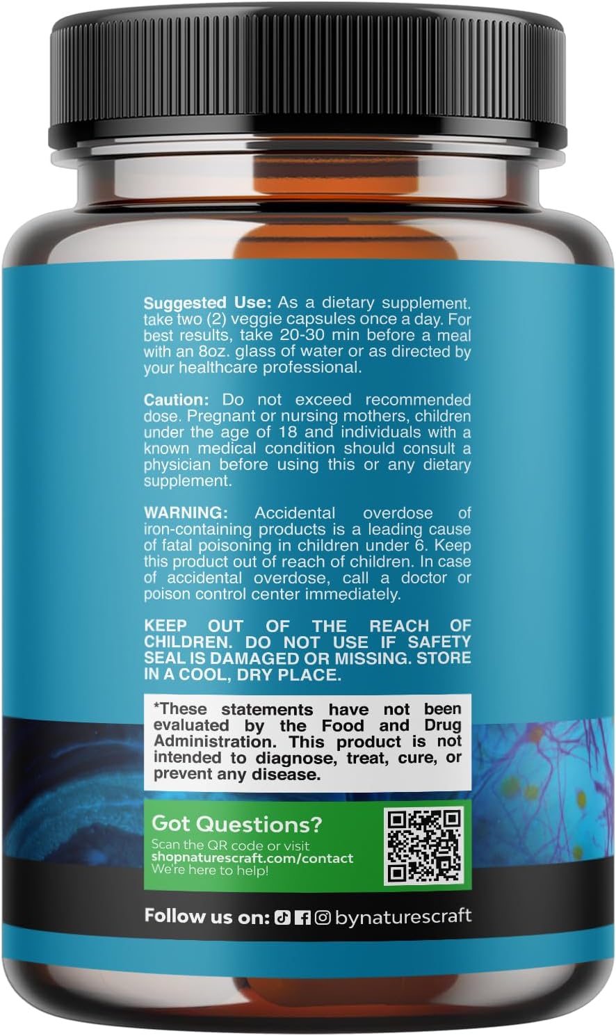 Nootropic Brain Supplement for Memory and Focus Support - Vitamins for Mental Support & Clarity with Bacopa Monnieri, VIT A, B6, Riboflavin, Niacin, Thiamin & Folate - Cognitive Complex - 60 Count