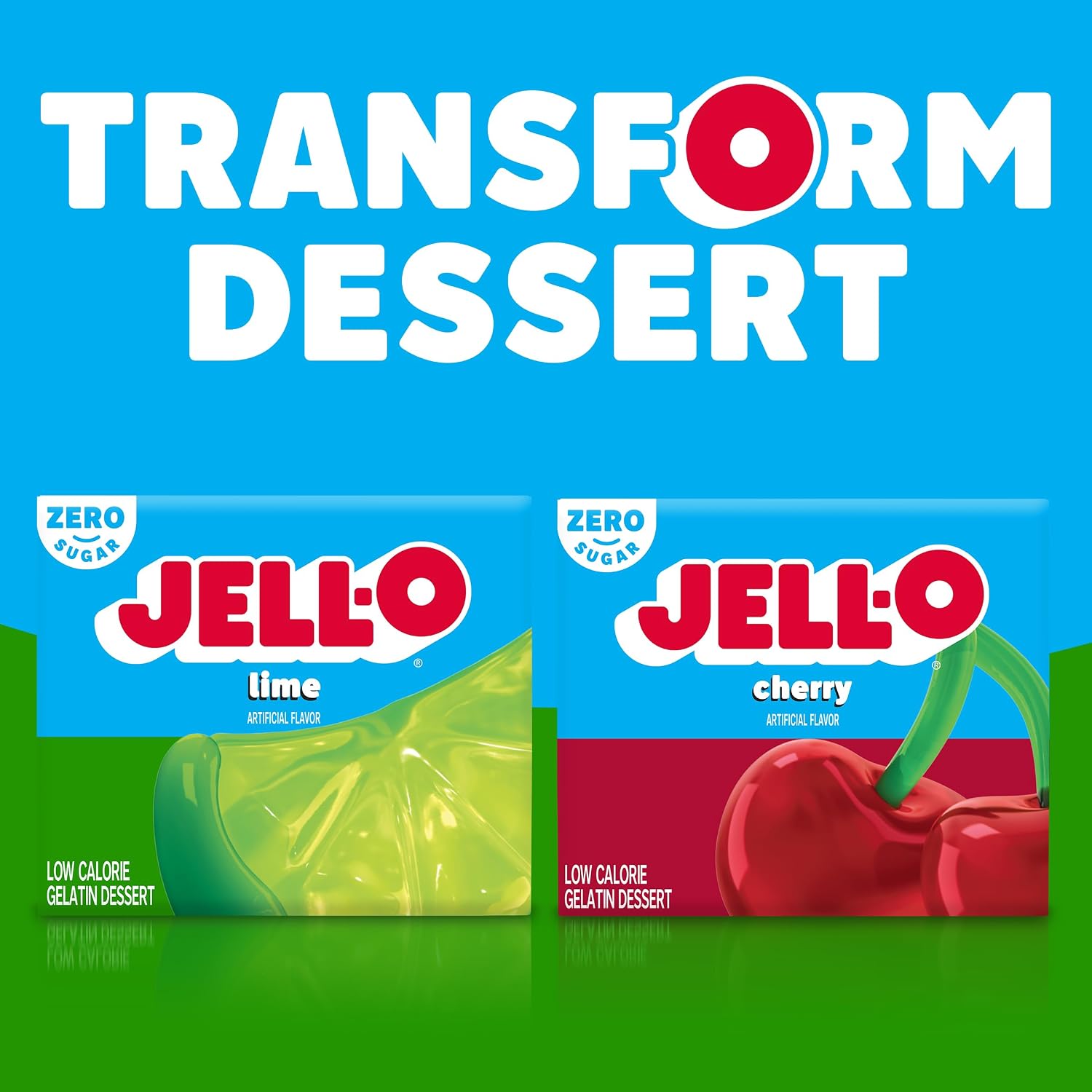 Jell-O Lime Artificially Flavored Zero Sugar Low Calorie Gelatin Dessert Mix, 0.3 oz Box (4 Pack)