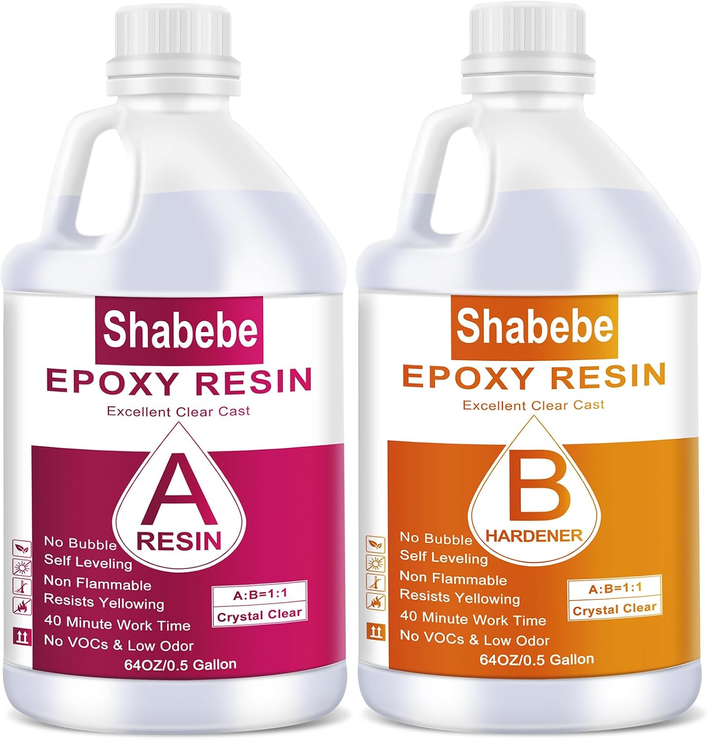 Epoxy Resin, 32OZ Epoxy Resin Crystal Clear, Not-Yellowing No-Bubble, Self Leveling Easy Pour/Mix 1:1 Casting Kit & Coating for DIY Jewelry Making