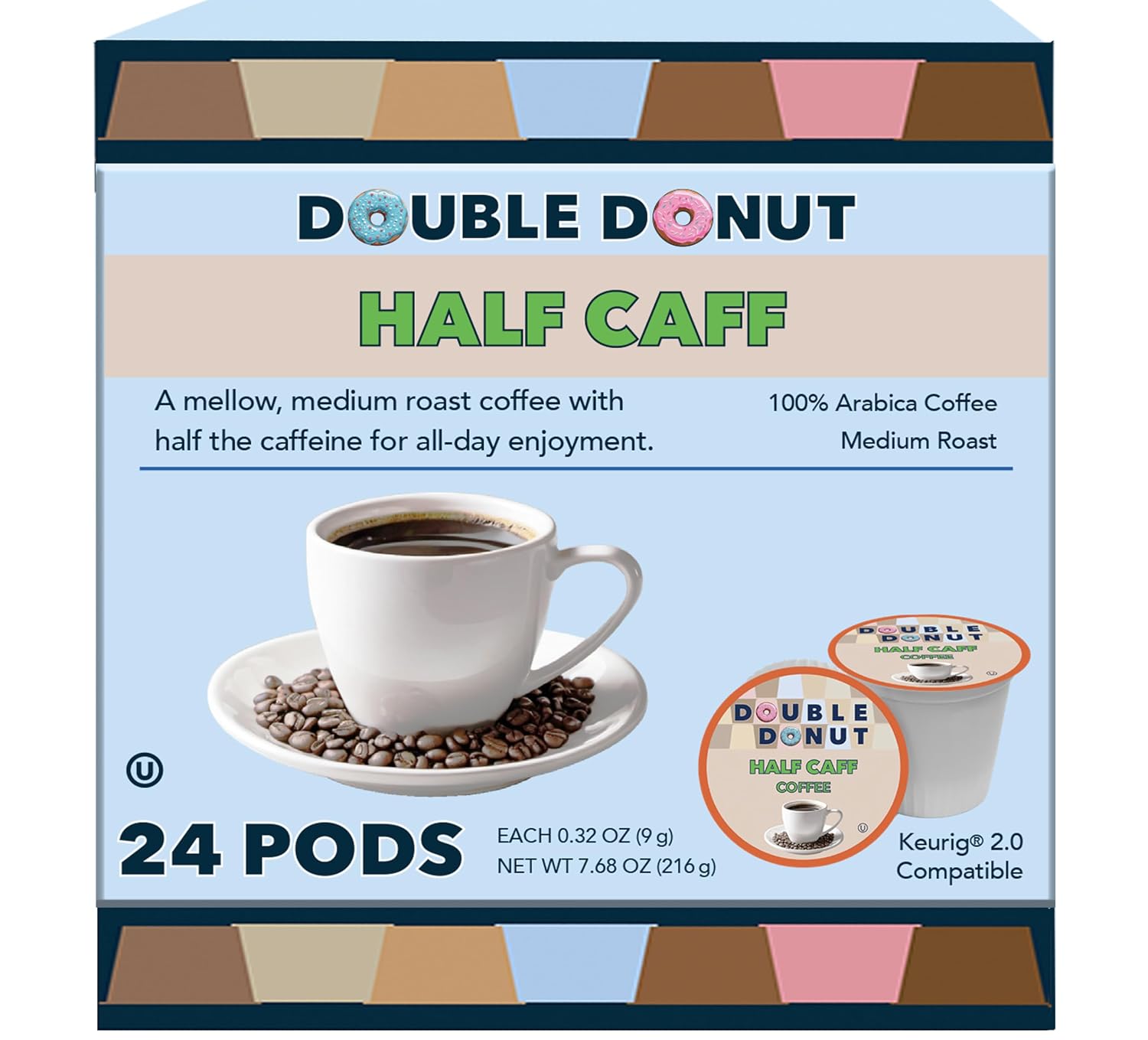 Double Donut Coffee Breakfast Blend Coffee Pods, Light Roast Coffee in Recyclable Single-Serve Pods for Keurig K Cups Brewer Machines, 80 Count Bulk Pack, original version