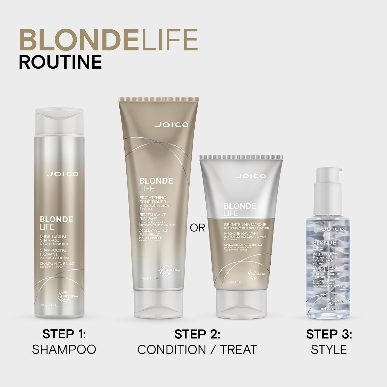 Joico Blonde Life Brightening Conditioner | For Blonde Hair | Illuminate Hydration & Softness | Add Softness & Smoothness | Sulfate Free | With Monoi & Tamanu Oil