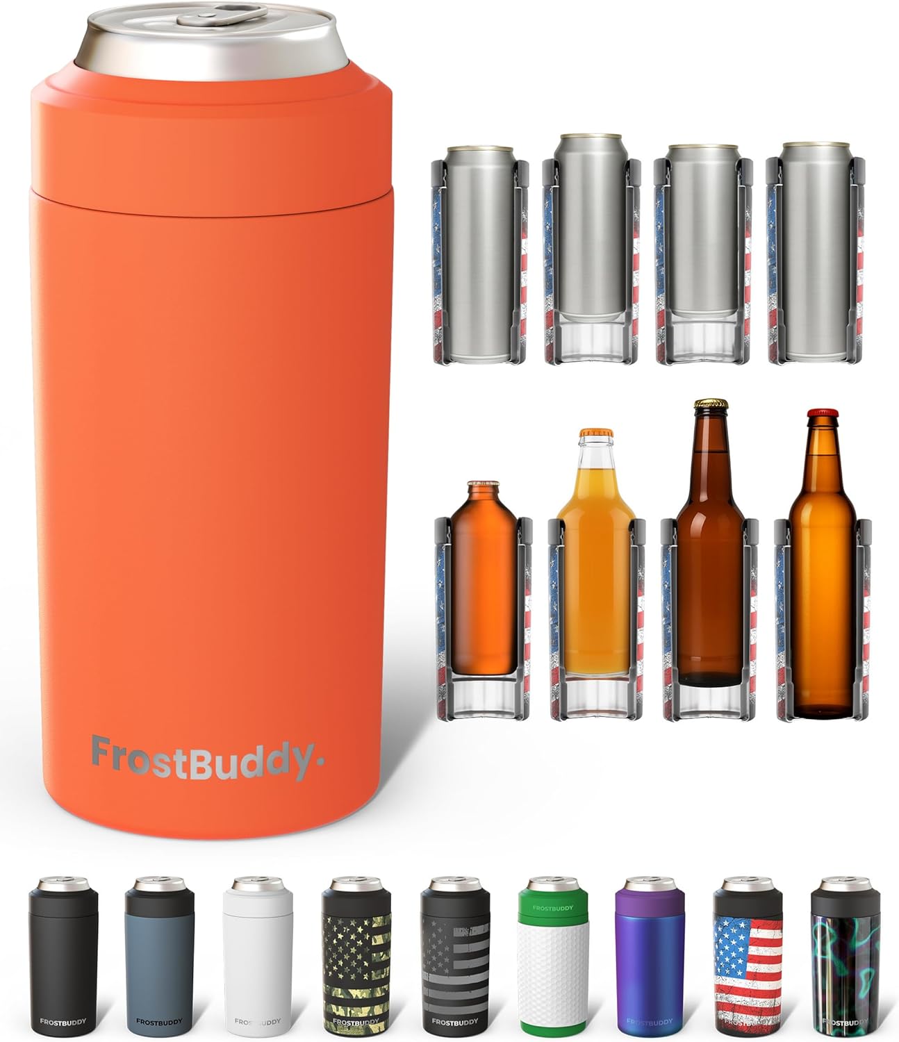 Frost Buddy Universal Can Cooler - Fits Slim Cans, 12 & 16oz (MatteBlack)