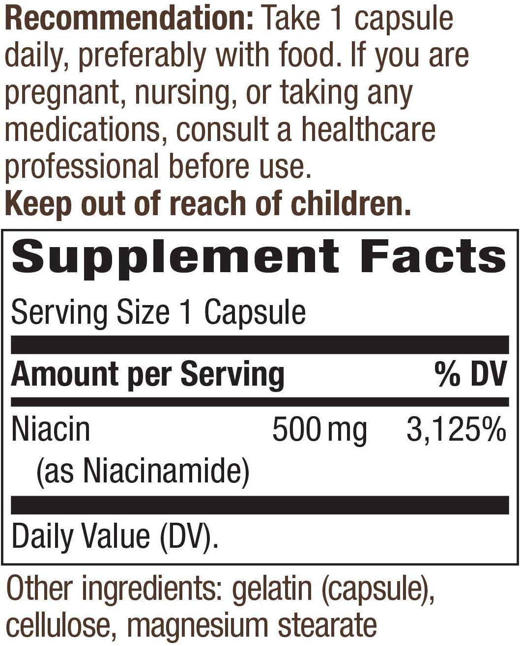 Nature's Way Niacinamide - Niacinamide Capsules with Non-Flushing Vitamin B3 - Supports Cellular Energy* - 500mg per Serving - Gluten-Free & Vegan - 100 Count (100 Servings)