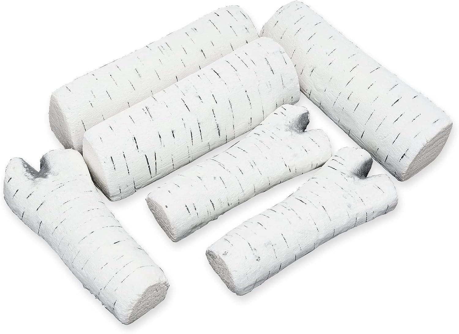 Skyflame 6 Small Piece Set of Birch Ceramic Wood Logs | For All Types of Indoor Gas Inserts, Ventless & Vent Free, Propane, Gel, Ethanol