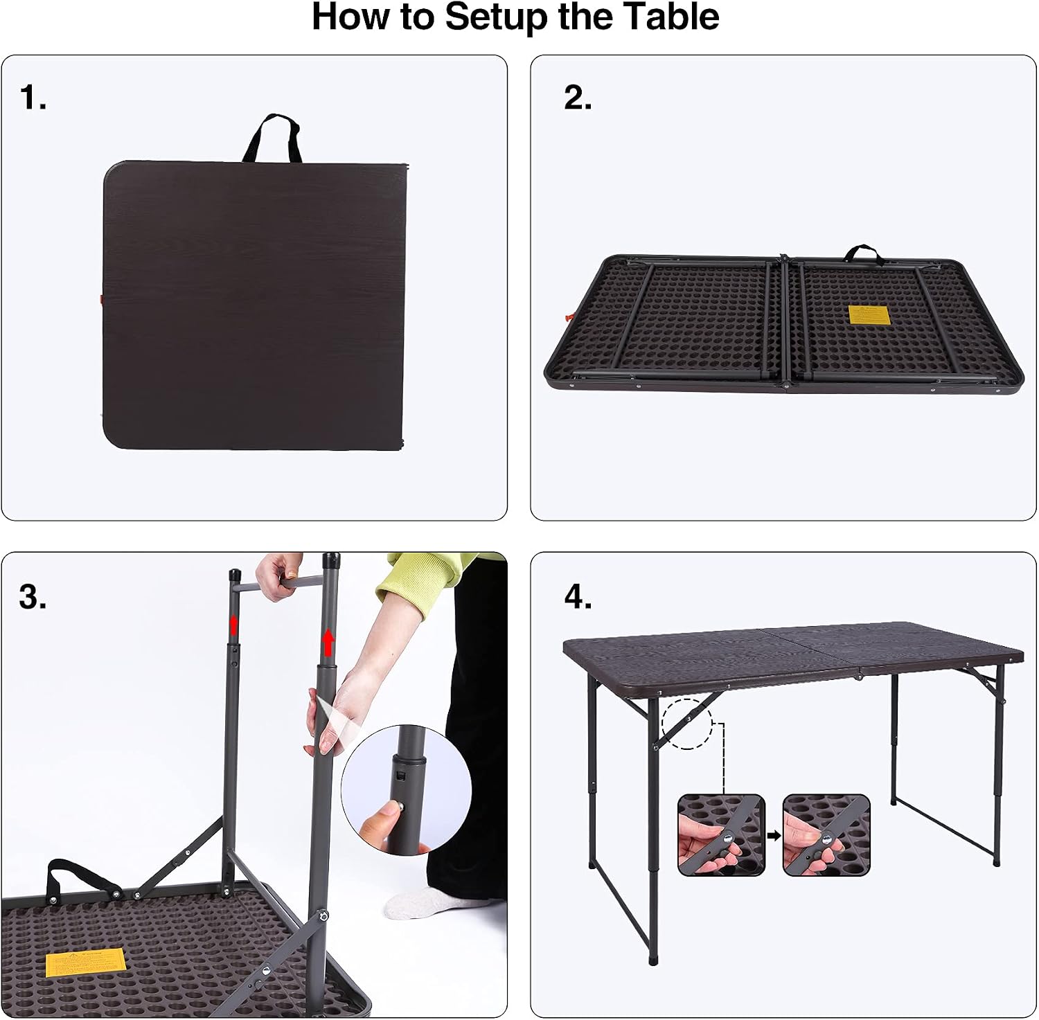 REDCAMP 34" Square Folding Card Table with Resin Top, Portable Fold in Half Small Card Tables with Collapsible Legs for Adults Indoor Outdoor Use