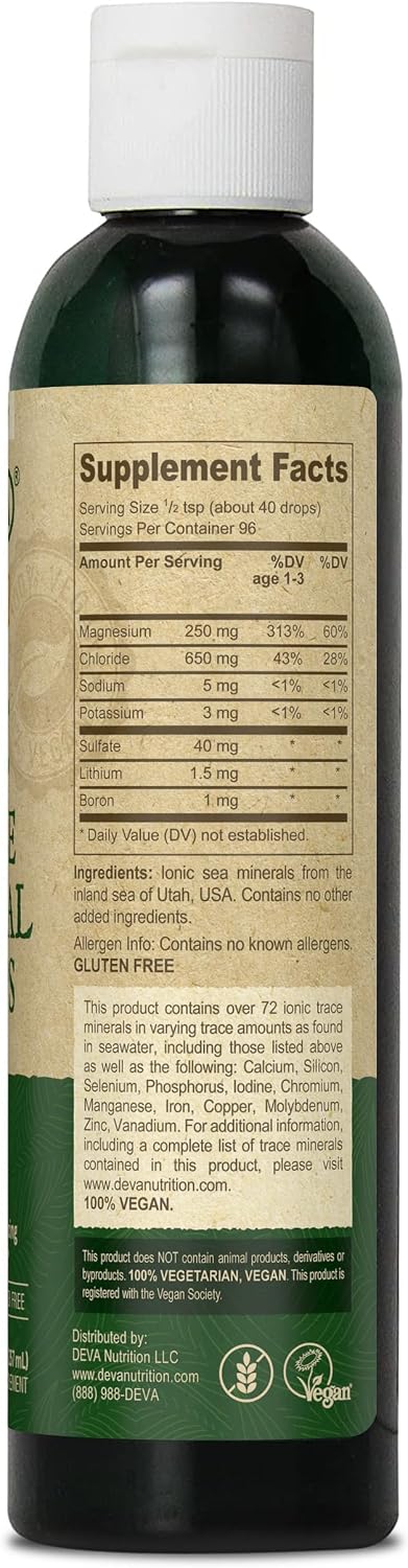 DEVA Vegan Ionic Trace Mineral Drops, Low Sodium, pH Balancing, 96-Day Supply, 8 Fl Oz