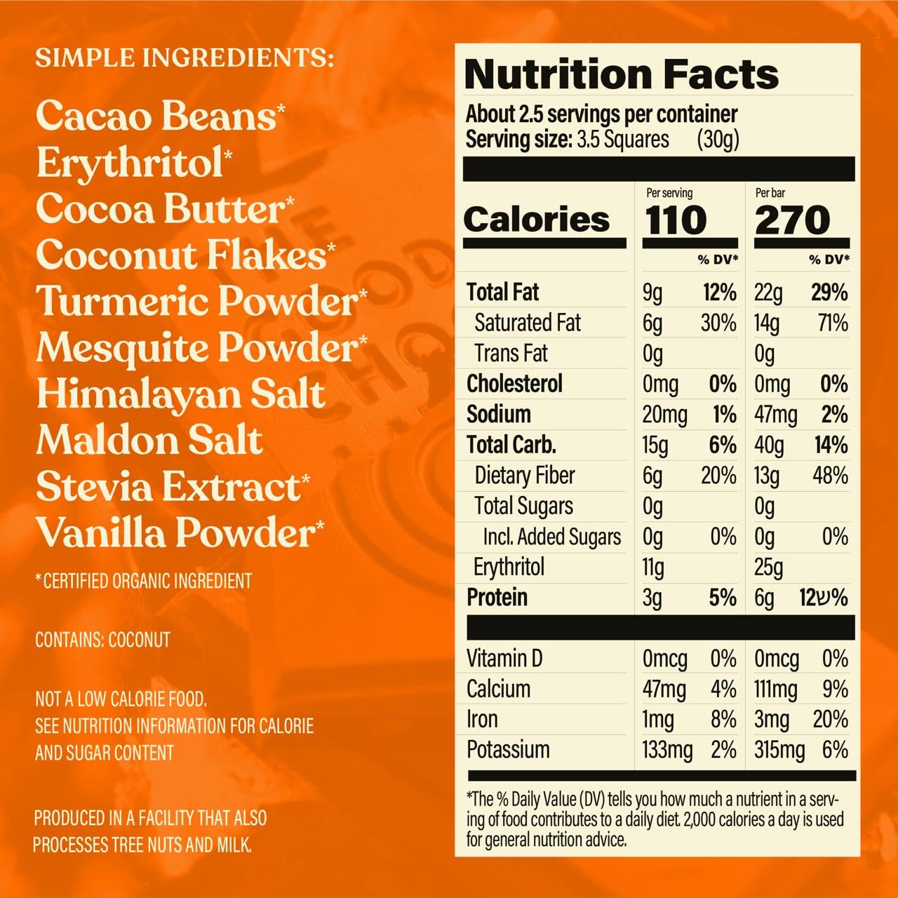 THE GOOD CHOCOLATE – Dark Chocolate Bars with Zero Sugar & Lower Net Carbs – Keto Chocolate Bar with Lower Calories, All Natural and Non-GMO Keto Snacks, 2.5 oz (6 Bars Value Pack)