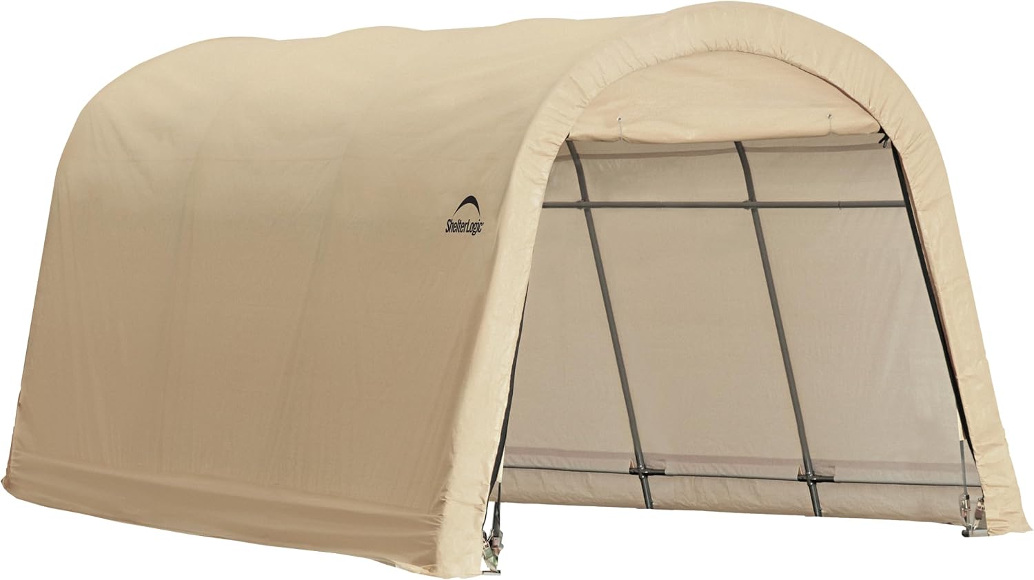 ShelterLogic 10' x 15' x 8' All-Steel Metal Frame Round Style Roof Instant Garage and AutoShelter with Waterproof and UV-Treated Ripstop Cover