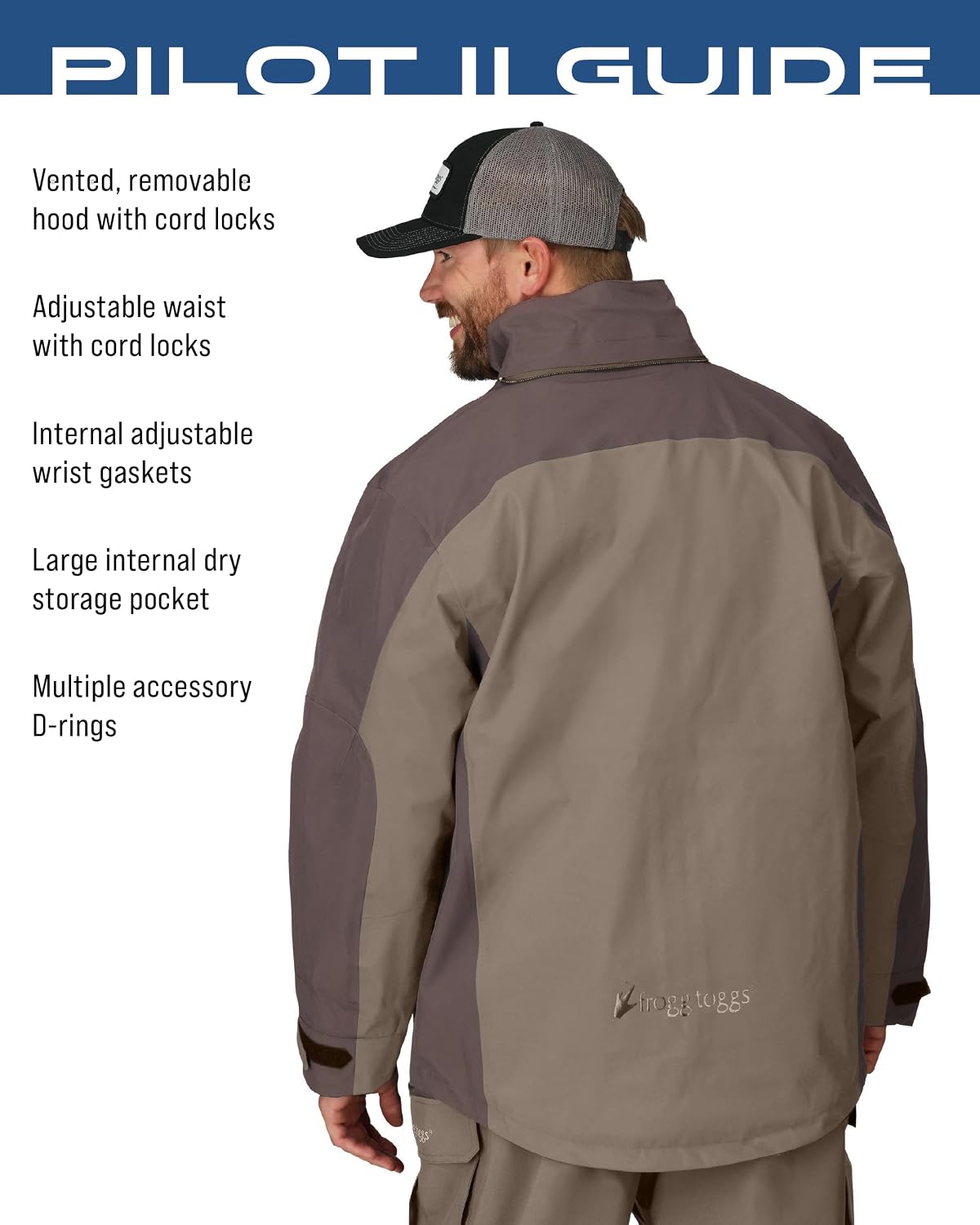 FROGG TOGGS Men's Pilot 2 Guide 3-Layer Waterproof Breathable Rain Jacket
