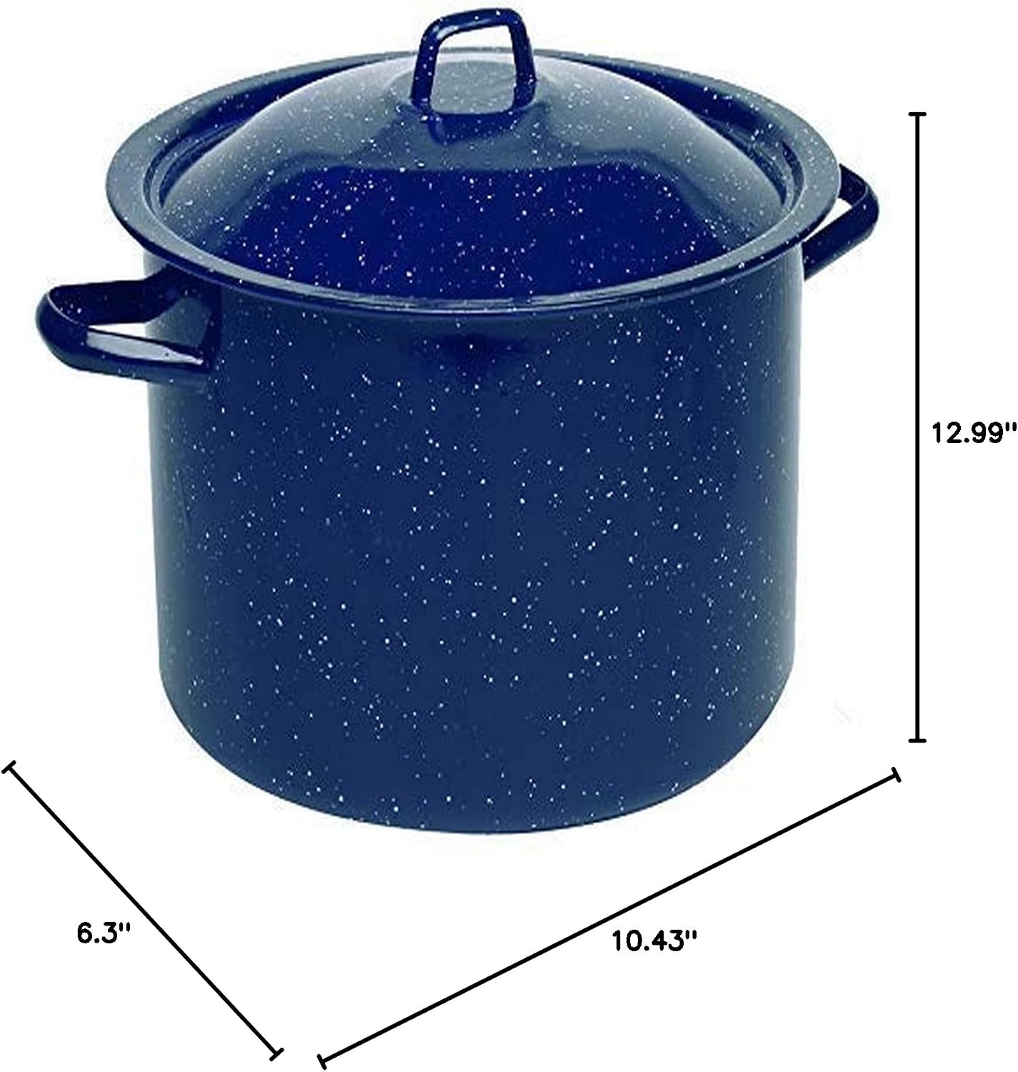 IMUSA USA C20666-1062810W Speckled Enamel Stock Pot with Lid, 4 Quart, Blue | Speckled Enamel Finish, Durable Steel Construction, Ideal for Soups and Stews, Great for Everyday Family Meals