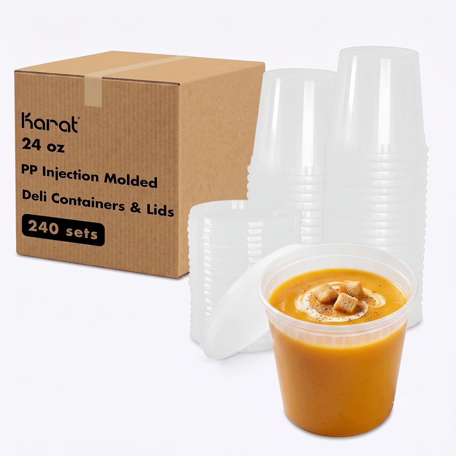 Karat [32oz - 240 ct] Clear PP Injection Molded Round Deli Containers with Lids (FP-IMDC32-PP)
