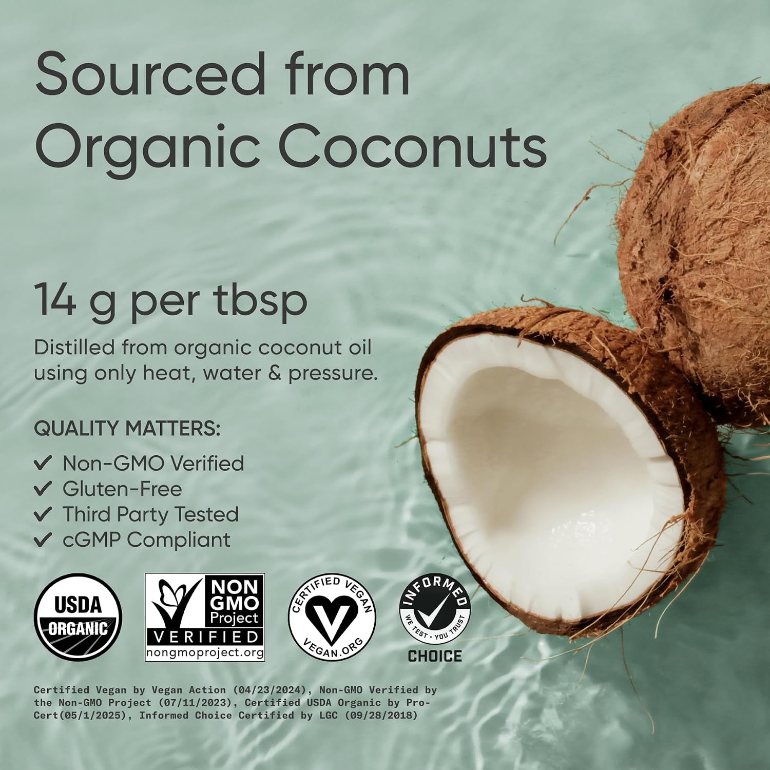 Sports Research® Organic Coconut MCT Oil 32oz, Unflavored | Brain & Body Fuel | Great in Keto Coffee & Protein Shakes | Vegan, Keto, Non-GMO - 63 Servings