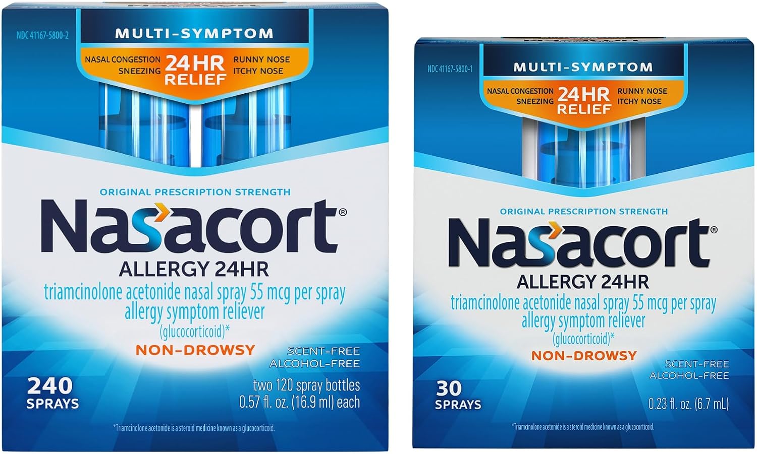 Nasacort 24HR Allergy Nasal Spray for Adults, Non-drowsy & Alcohol Free, 150 Spray Pack