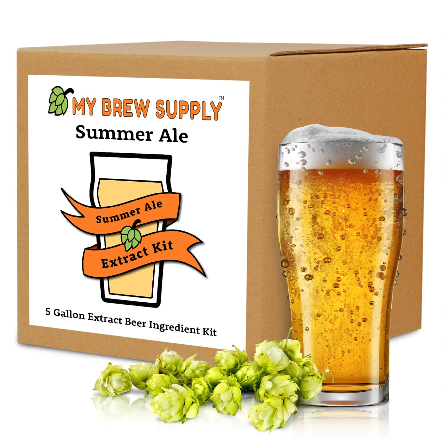 My Brew Supply Orange Wheat Beer Extract Kit | Bavarian Wheat Dry Malt Extract | Golden Light Dry Malt Extract | Caramel Malt | Flaked Wheat Grains