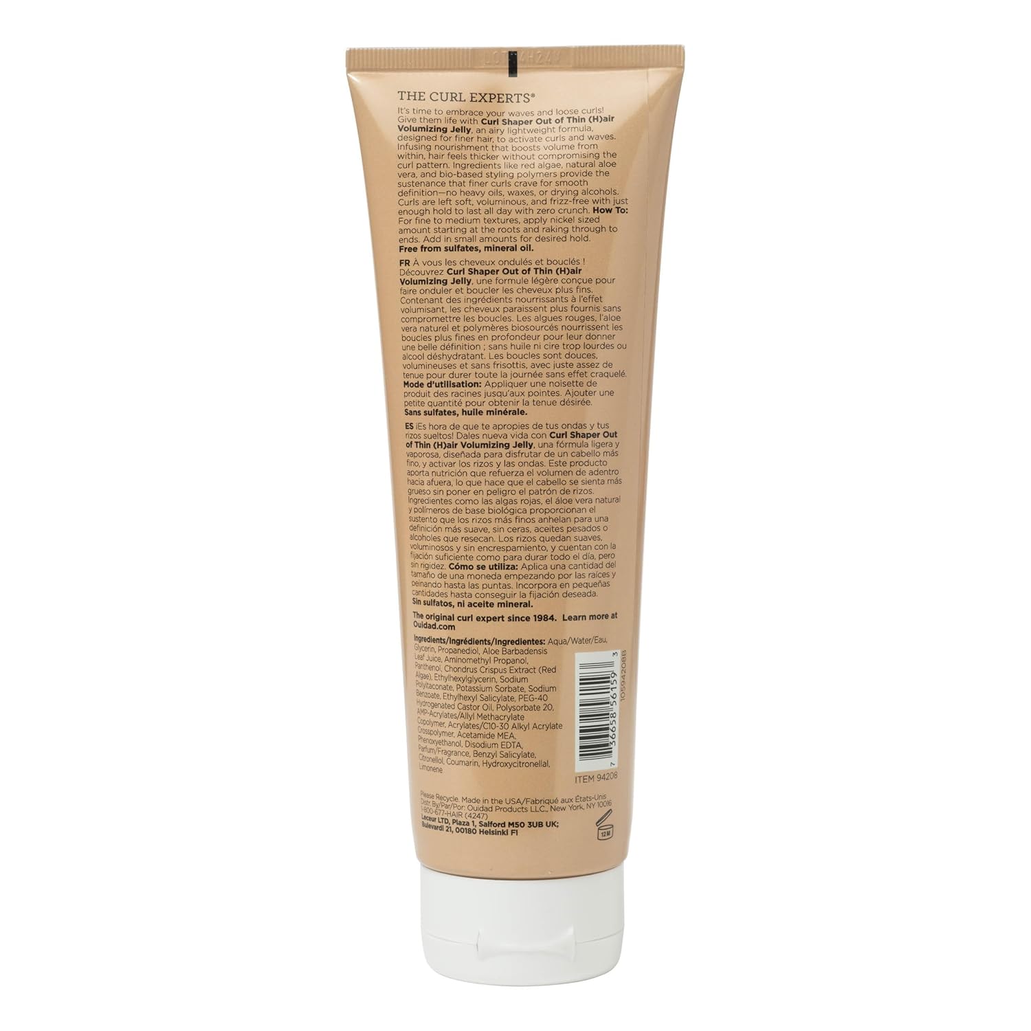 Ouidad Curl Shaper Out Of Thin (H) Air Volumizing Jelly Hair Styling Gel – Lightweight Curl Enhancer for Loose Curls & Waves