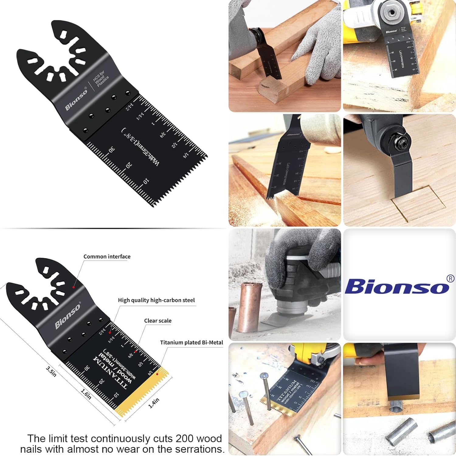Bionso 40 PCS Oscillating Saw Blades, Premium Multitool Kit for Wood Metal Plastics, Tool Blades Fit Dewalt Worx Rockwell Wen Milwaukee Makita Ryobi Bosch Fein Porter Genesis Black