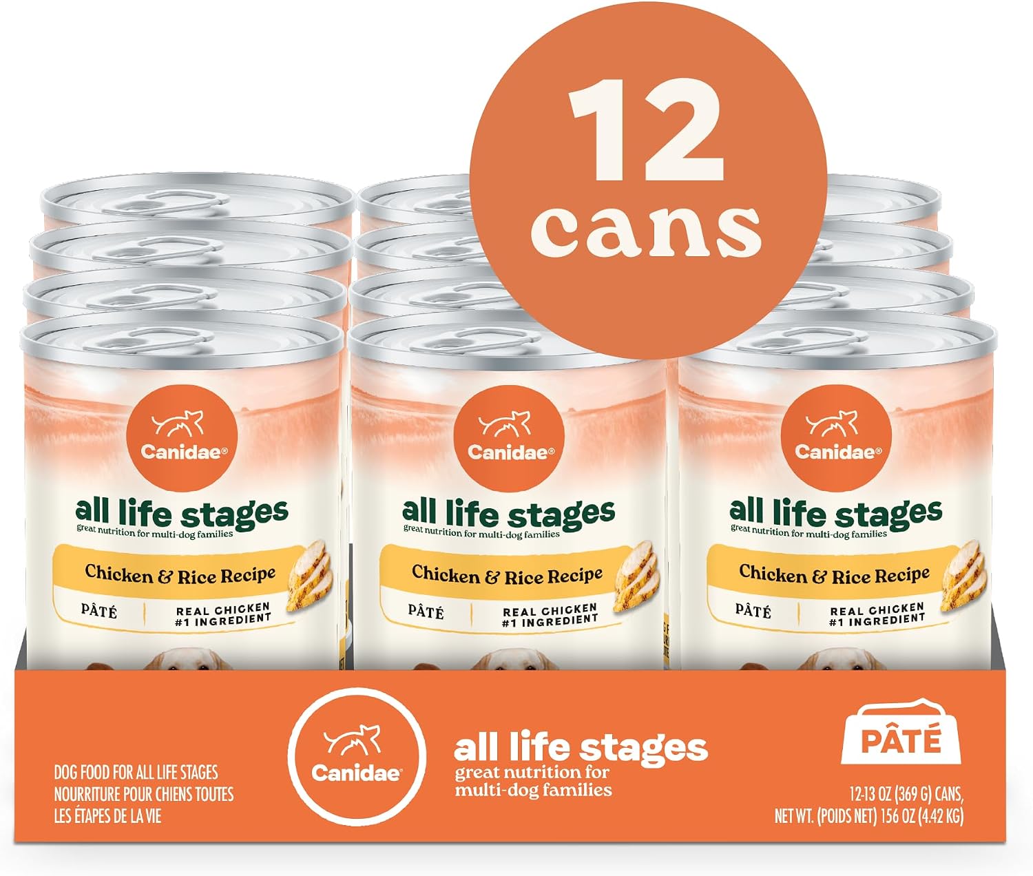 Canidae All Life Stages Premium Wet Dog Food for All Breeds, All Ages, Chicken & Rice Recipe, 13 oz. (Case of 12)