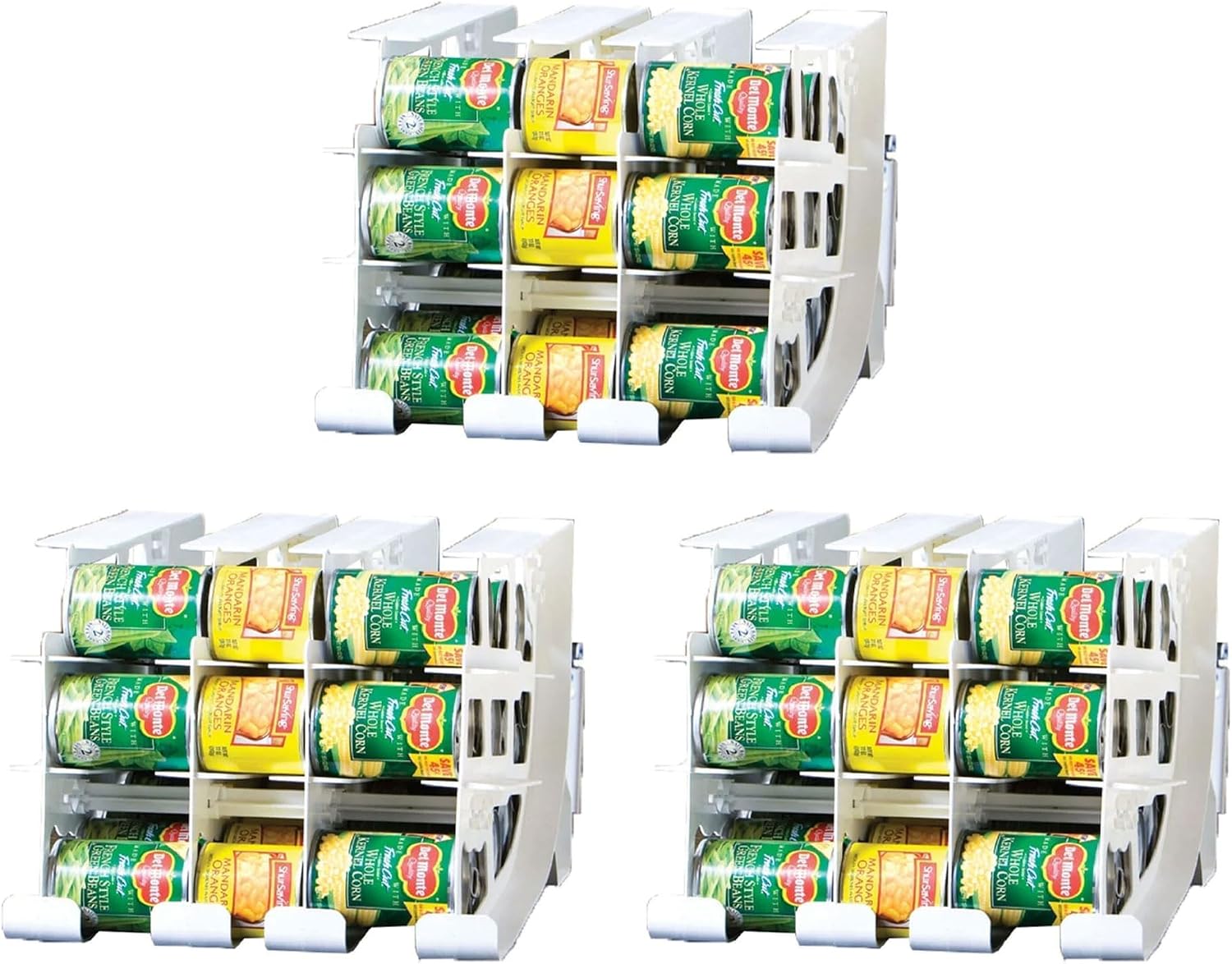FIFO Countertop Mini Can Tracker Holds 30 Standard 10-24 Oz Can Sizes, White| Stackable & Adjustable Can Organizer for Pantry, USA Made, White