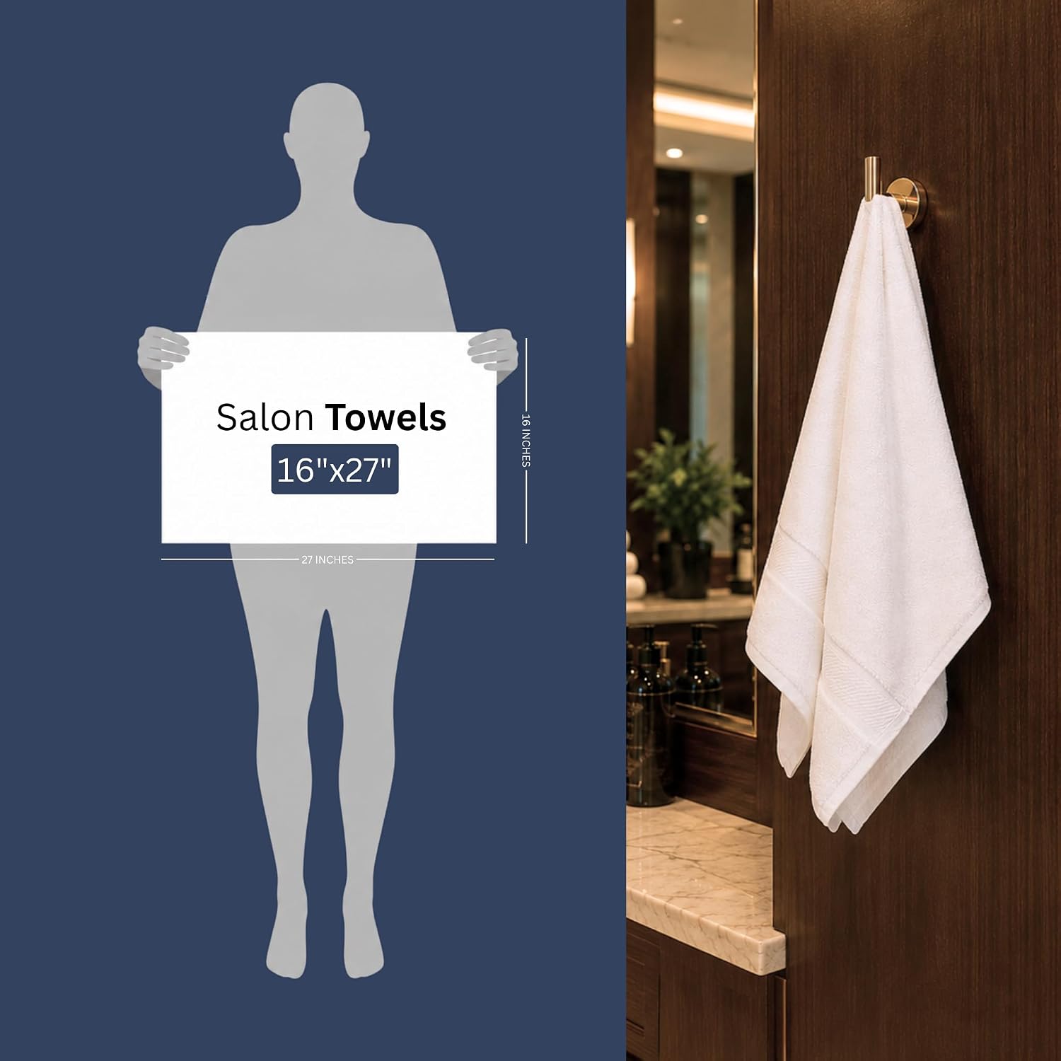 Utopia Towels Salon Towels, Pack of 24, 16x27 in, 100% Cotton, White | Highly Absorbent Lightweight Cotton Salon Towels for Hand, Gym & Beauty Care - Soft, Ideal for Spa & Home Hair Care
