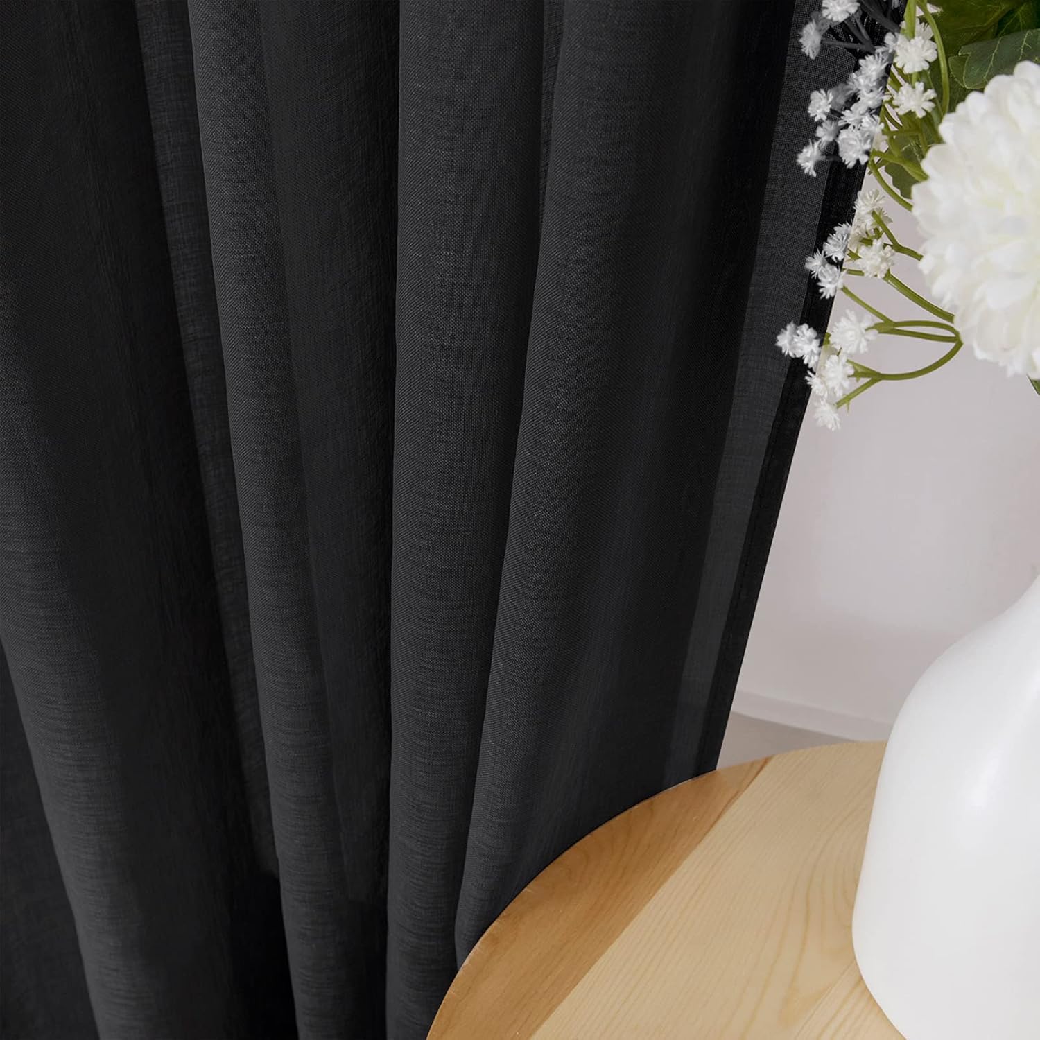 Tollpiz Sheer Curtain Linen Textured Living Room Curtains Sheer Light Filtering Rod Pocket Voile Curtain for Bedroom, 54 x 72 inches Long, White