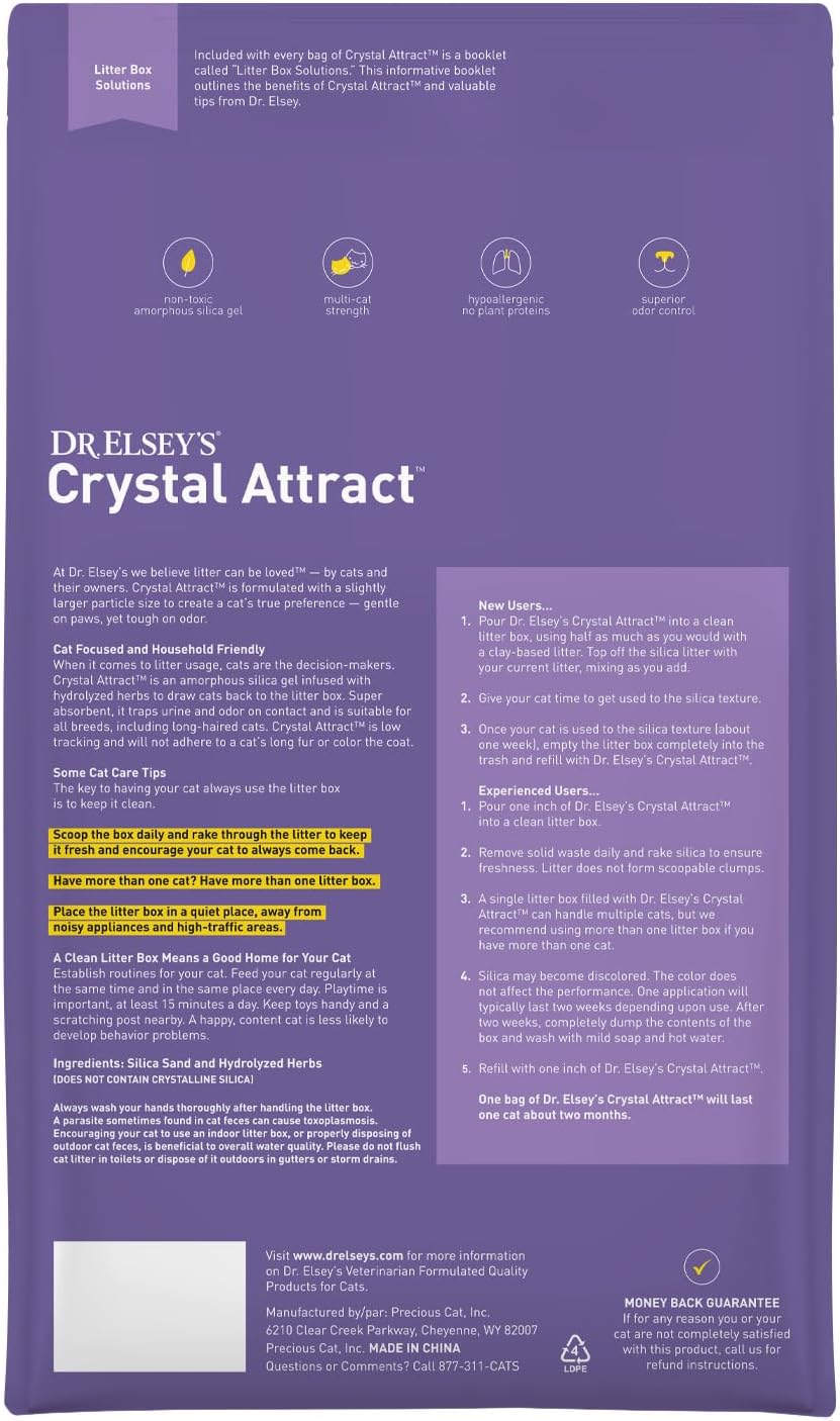 Dr. Elsey's Crystal Attract Silica Cat Litter, 8lbs