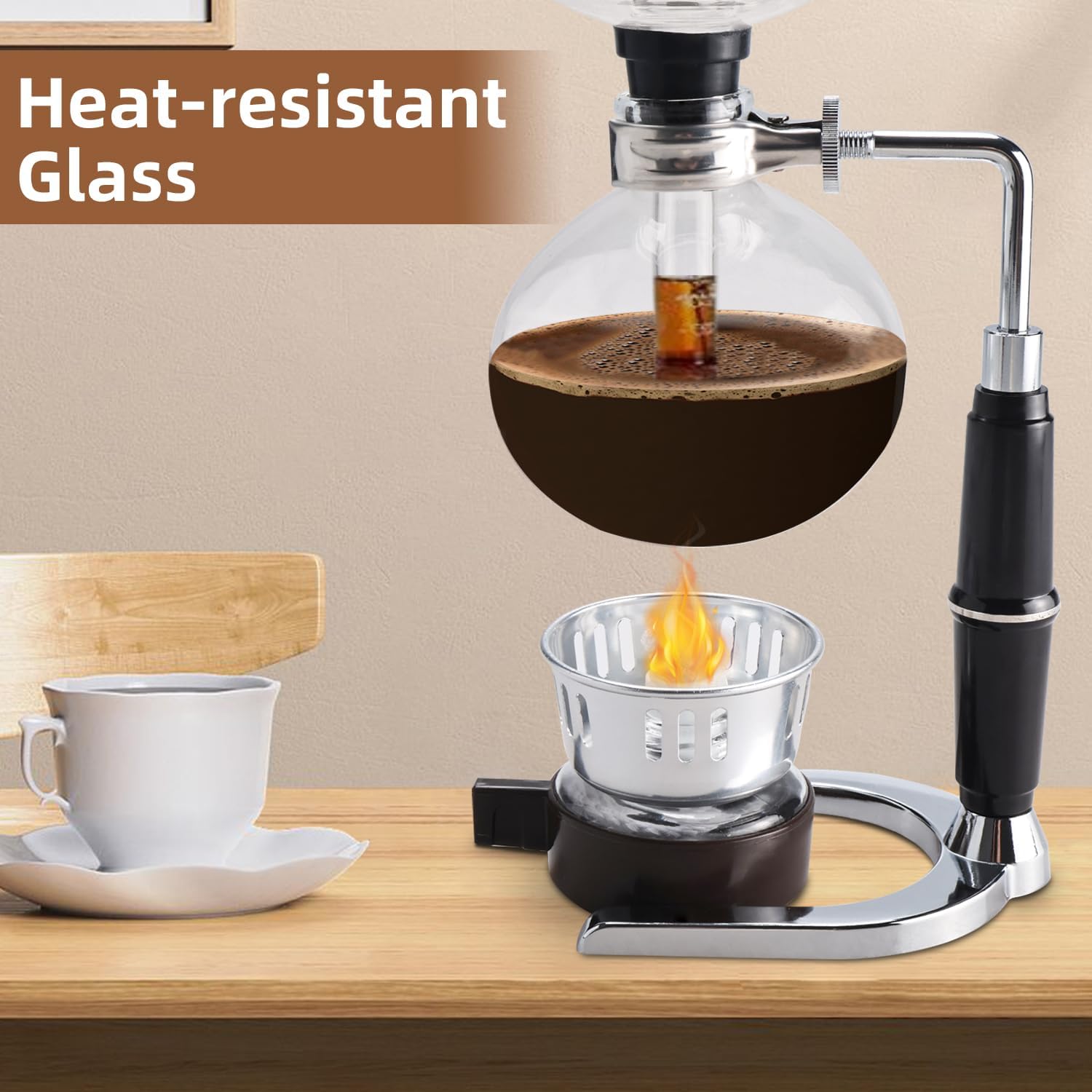 Amarine Made Siphon Coffee Maker, Siphon Coffee Brewer, Japanese Siphon | 5-Cup, 16 Ounce, Easy to Use