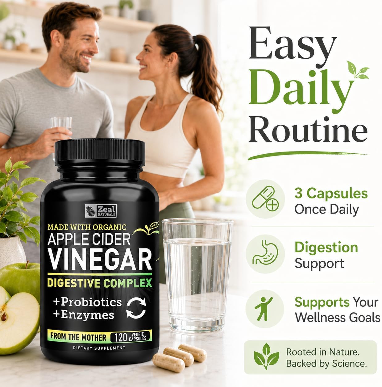 Zeal Organic Apple Cider Vinegar Capsules + Digestive Complex | GLP-1 Support
