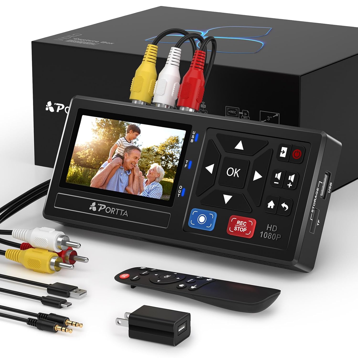 Portta VHS to Digital Converter, Video to Digital Recorder with Remote, Compatible with VHS, VCR, DVR, DVD, Hi8, Mini DV, Gaming Consoles (VCR
