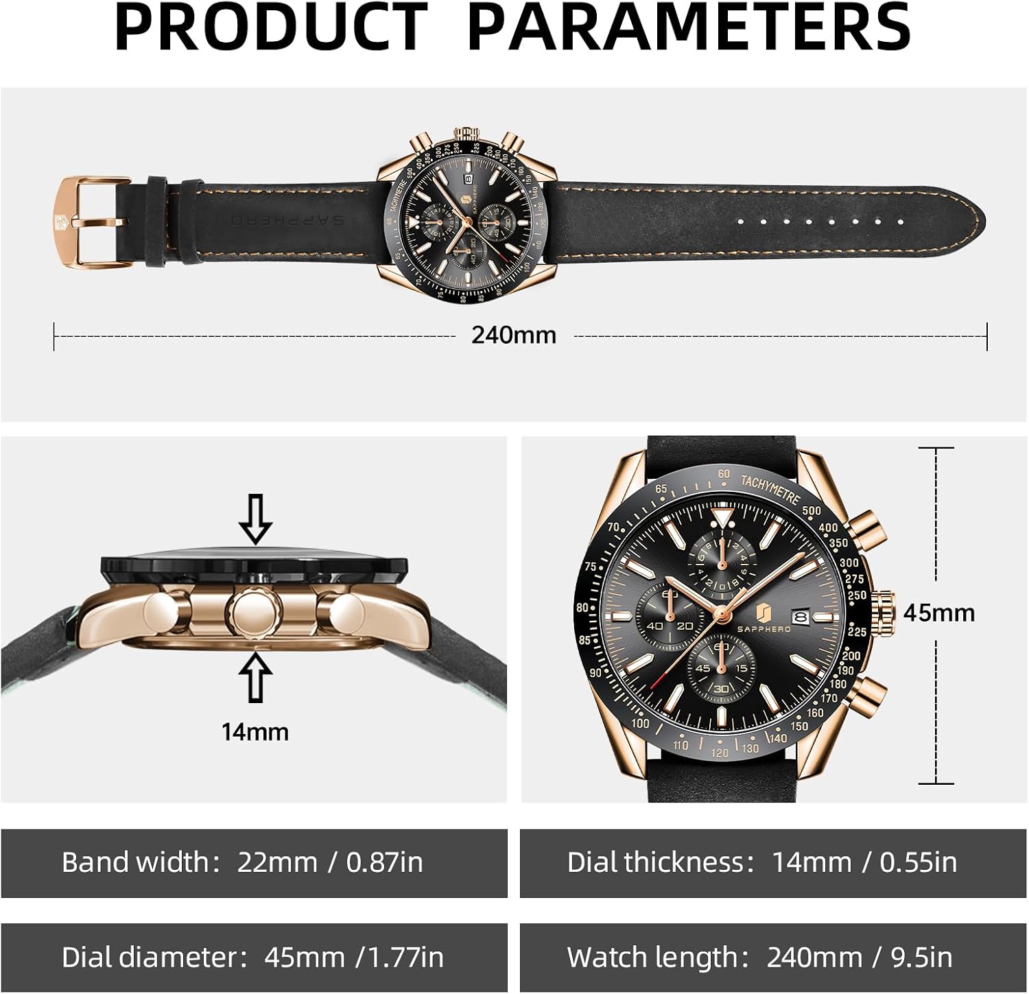 BENYAR Watch for Men Analog Quartz Chronograph Waterproof Luminous Designer Mens Wrist Watches Business Work Sport Casual Dress Watch with Silicone Strap Elegant Gifts for Men