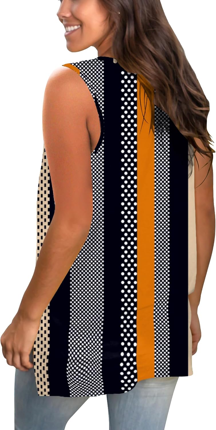 Sampeel Womens Summer Tank Tops Basic Tanks V Neck Sleeveless T Shirts Side Split