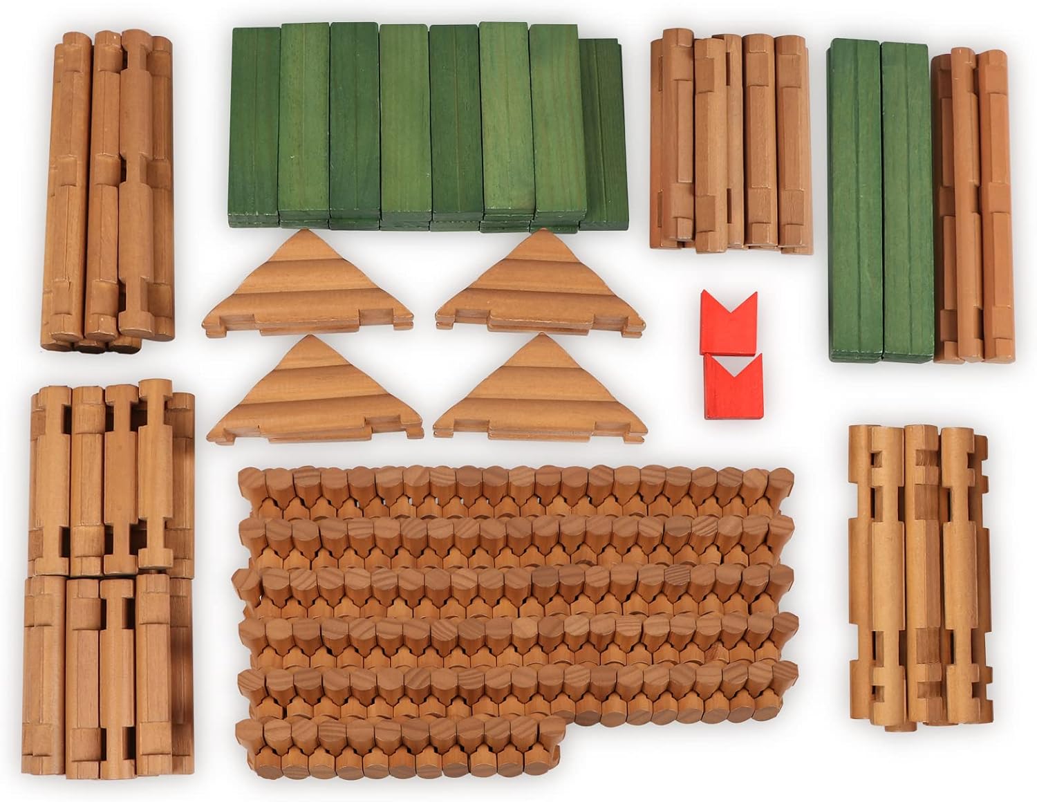 Wondertoys 170 Pieces Wood Logs Set Ages 3+, Classic Building Log Toys for Boy, Creative Construction Engineering Educational Gifts