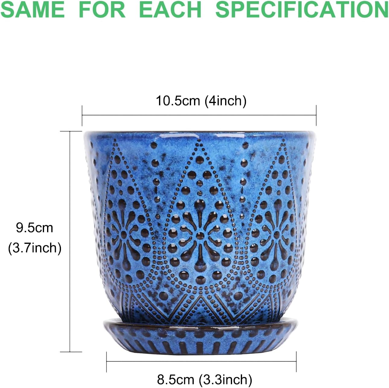 Gepege Ceramic Plant Pots, 6 Inch Indoor Planters with Drainage & Saucers