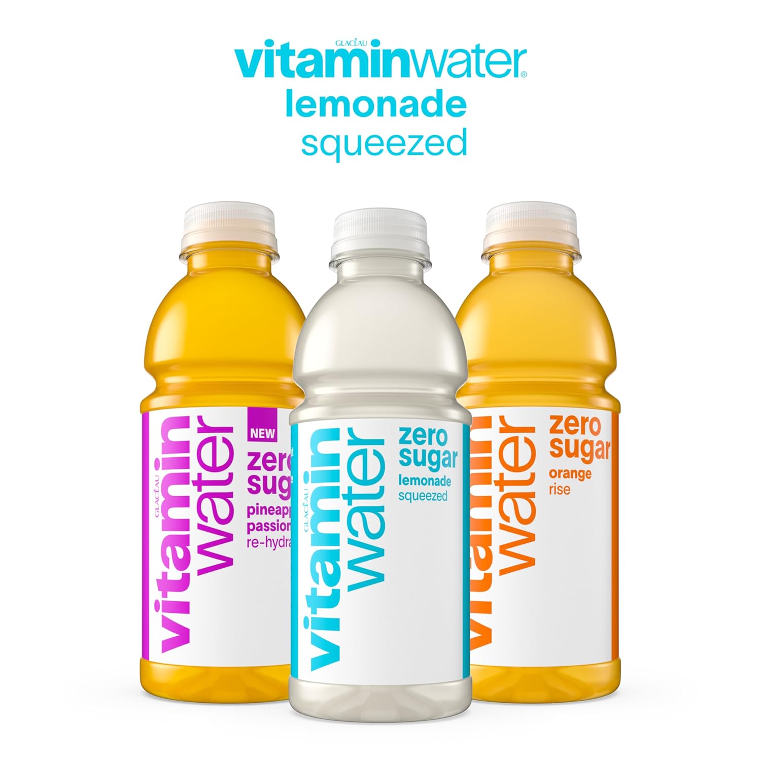 vitaminwater Squeezed Lemonade Zero Sugar, Flavored Water Beverage Bottles, 20 fl oz, 12 Pack
