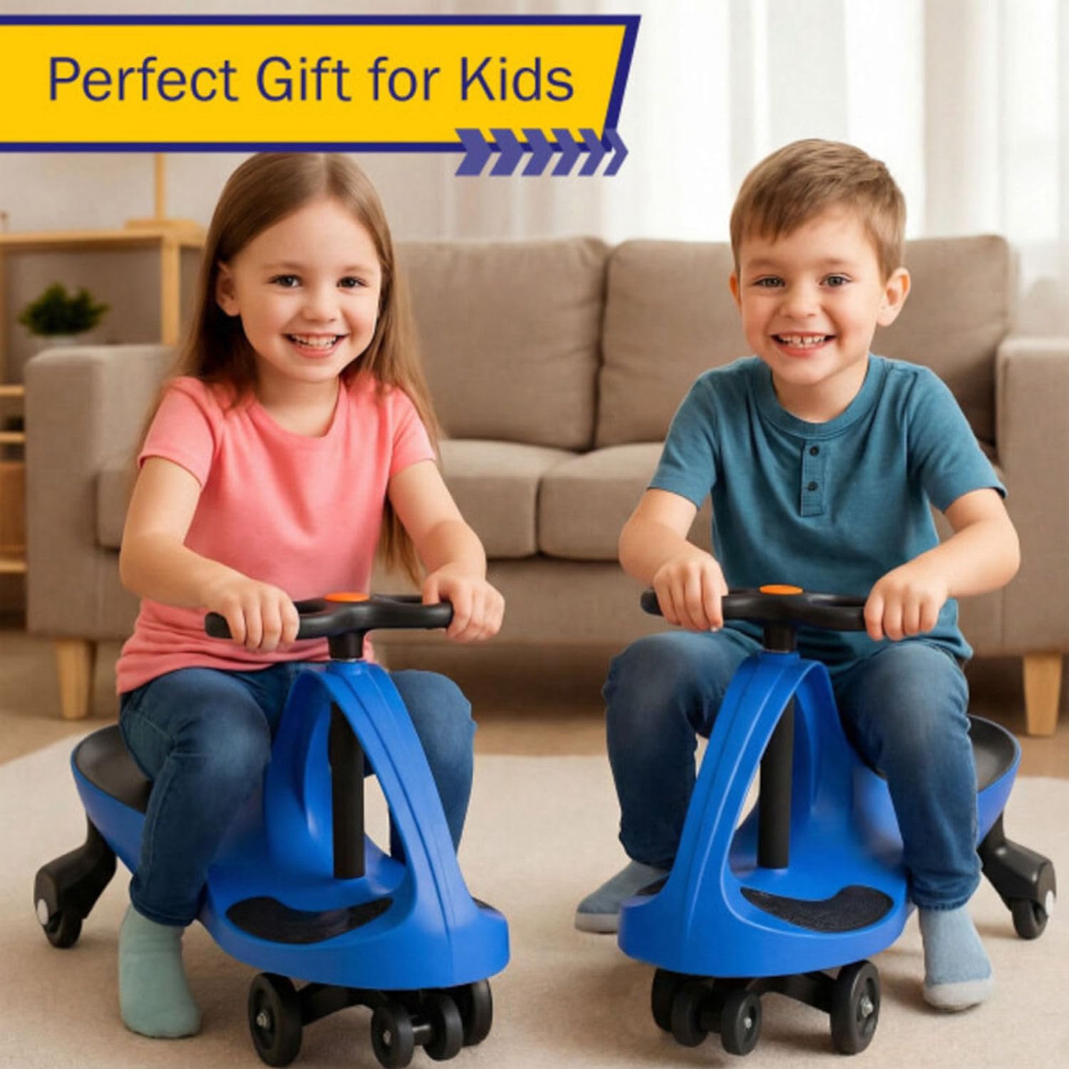 Wiggle Car Ride On Toy - No Batteries, Gears or Pedals - Twist, Swivel, Go - Outdoor Ride Ons for Kids 3 Years and Up by Lil' Rider (Hot Pink and Black)
