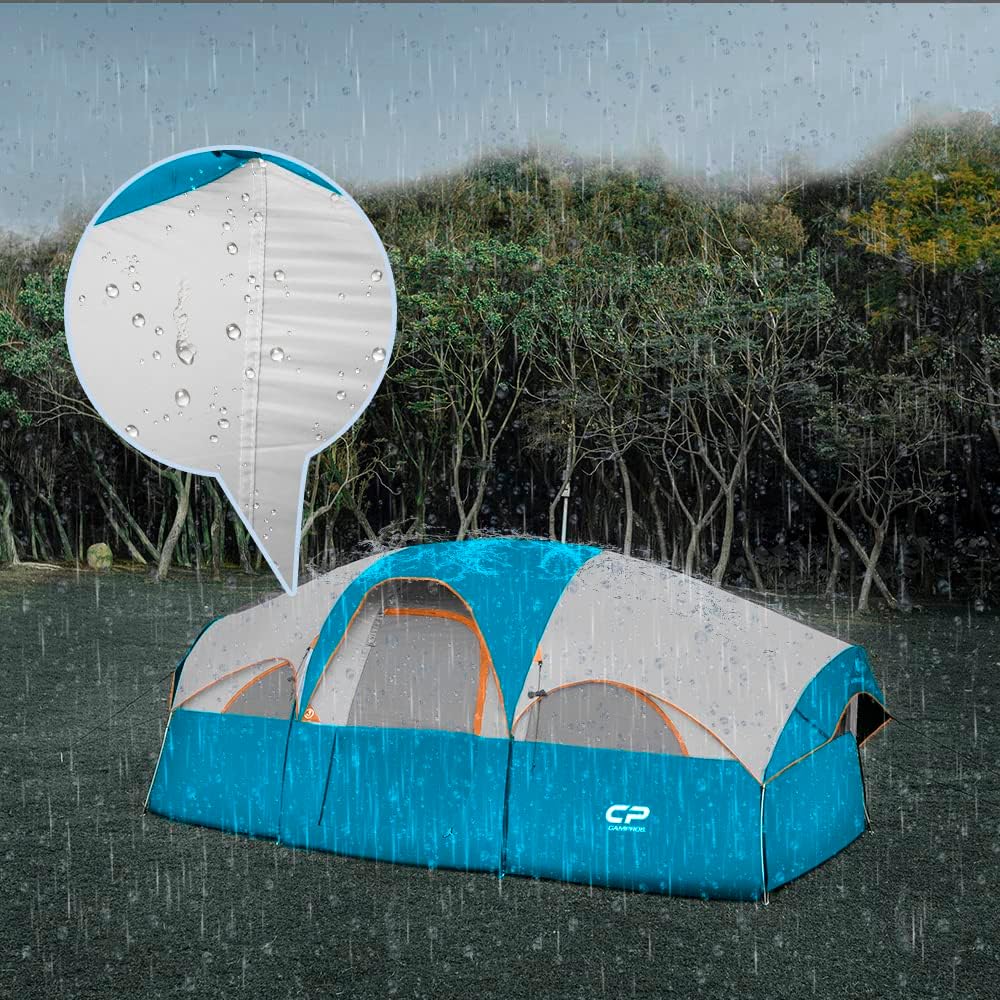 CAMPROS CP 8 Person Camping Tent, Room Divider, Rainfly, Weather Resistant