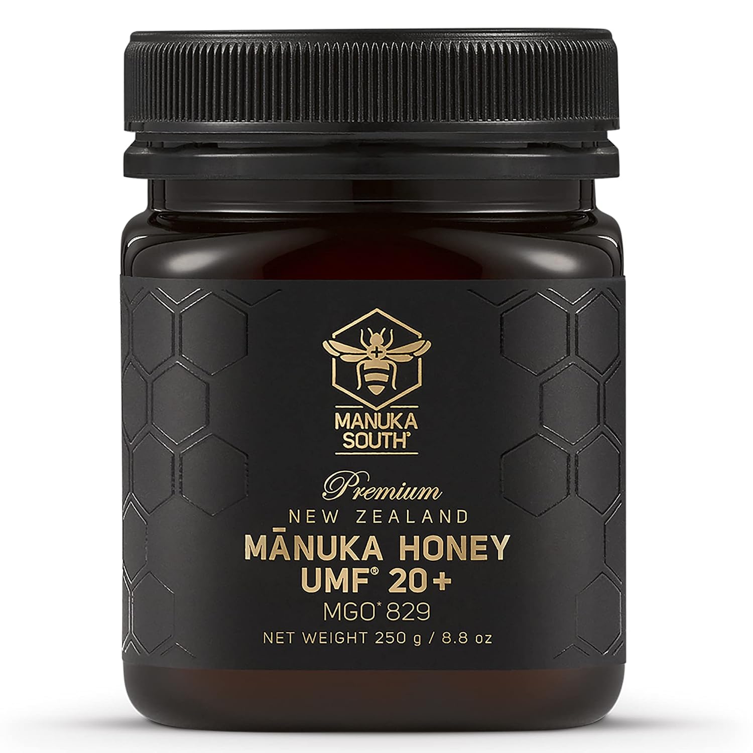 Manuka Honey New Zealand - Raw Manuka Honey UMF 20+ Certified (MGO 829+) - Natural, Non-GMO Manuka Honey from Manuka South - 250g/8.8oz