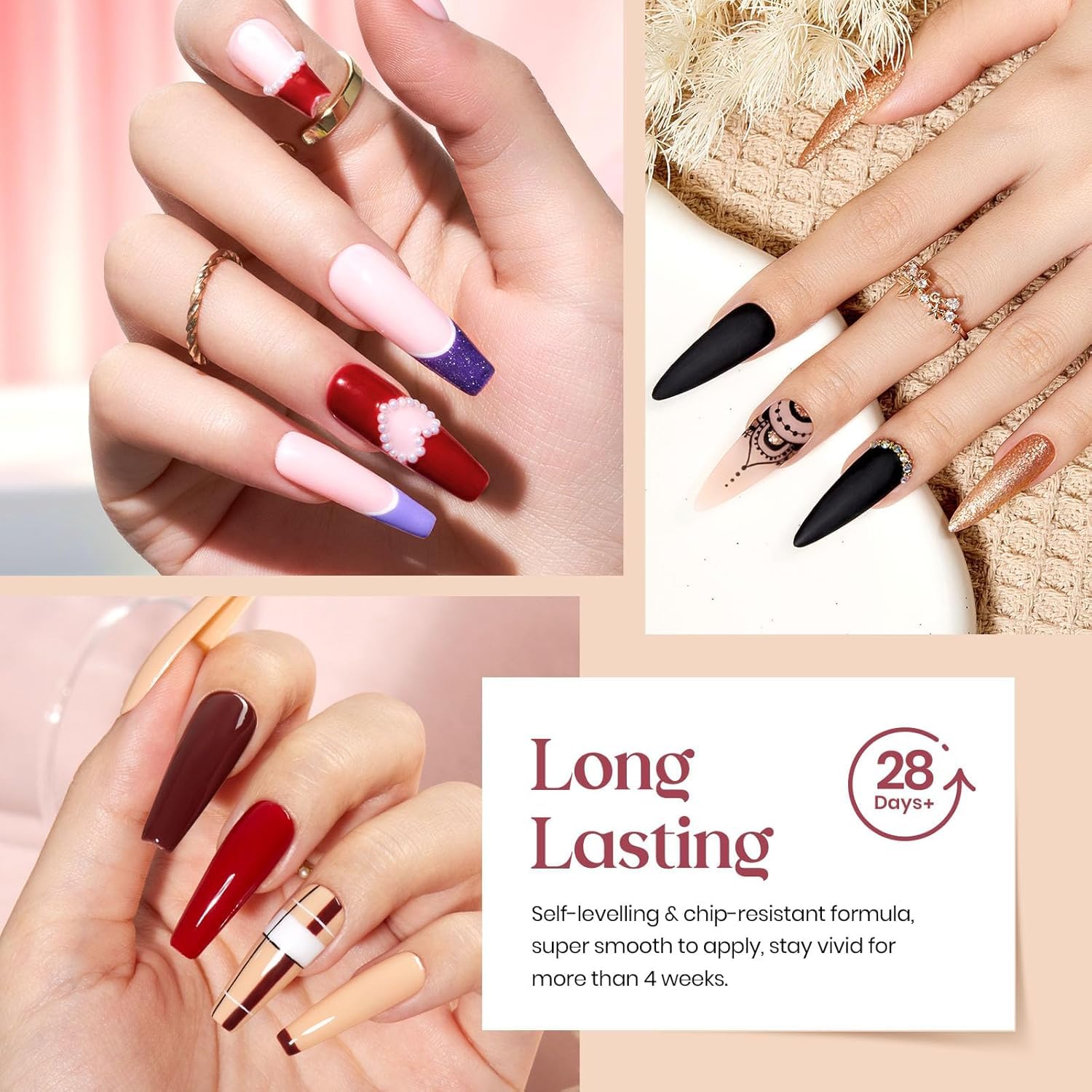 Beetles Gel Nail Polish Set with Base Glossy Matte Top Coat Macaron Gel