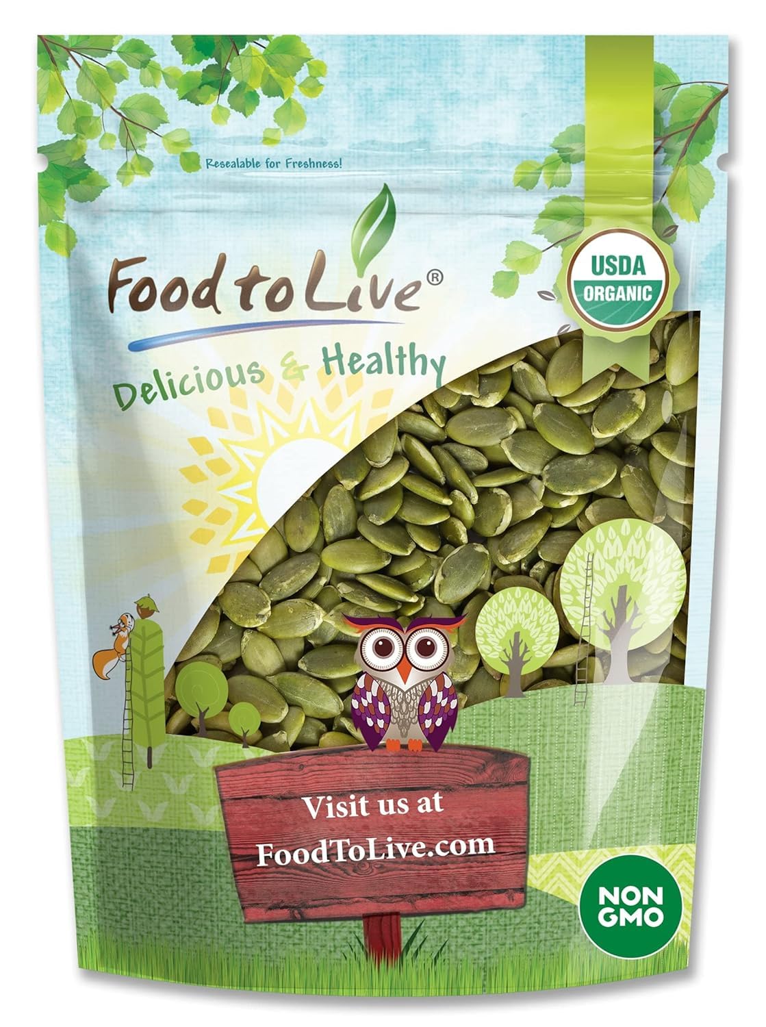 Food to Live Organic Raw Pepitas, 18 Pounds — Non-GMO, Pumpkin Seed Kernels, Unsalted, No Oil, No Shell, Vegan, Kosher, Bulk. Keto Snack.