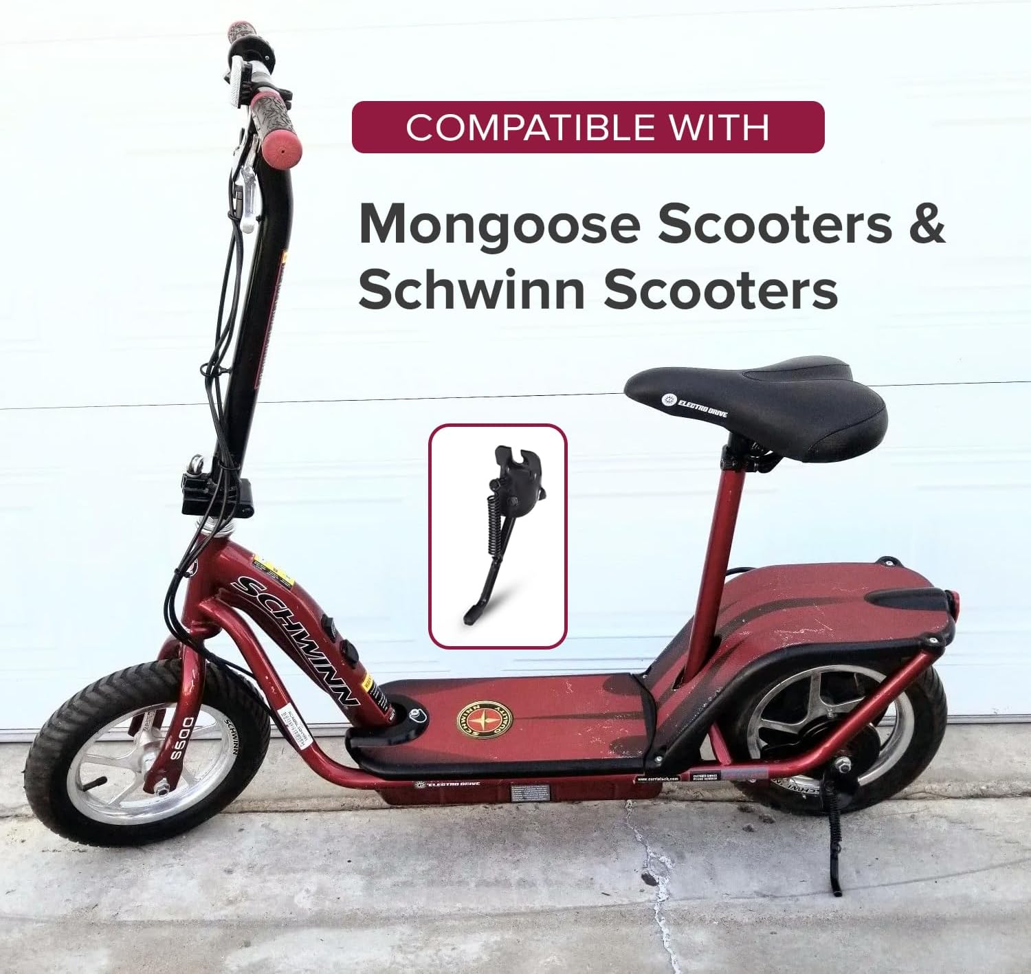 AlveyTech Kickstand for Currie Electric Scooters with 12-1/2" Tires